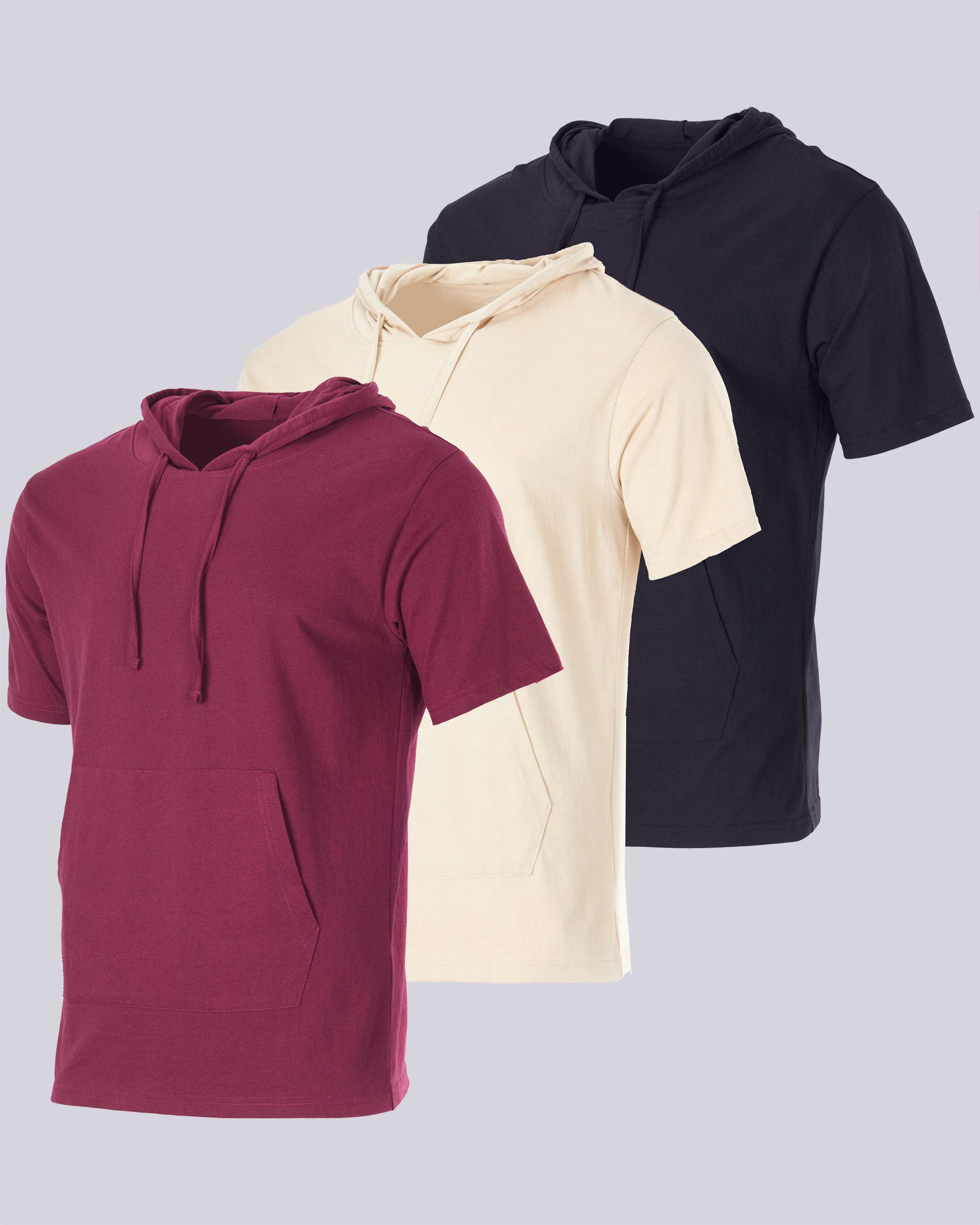 Men's Cotton Short-Sleeve Hoodie Hooded T-Shirt With Drawstring & Pockets (Available in Big & Tall)