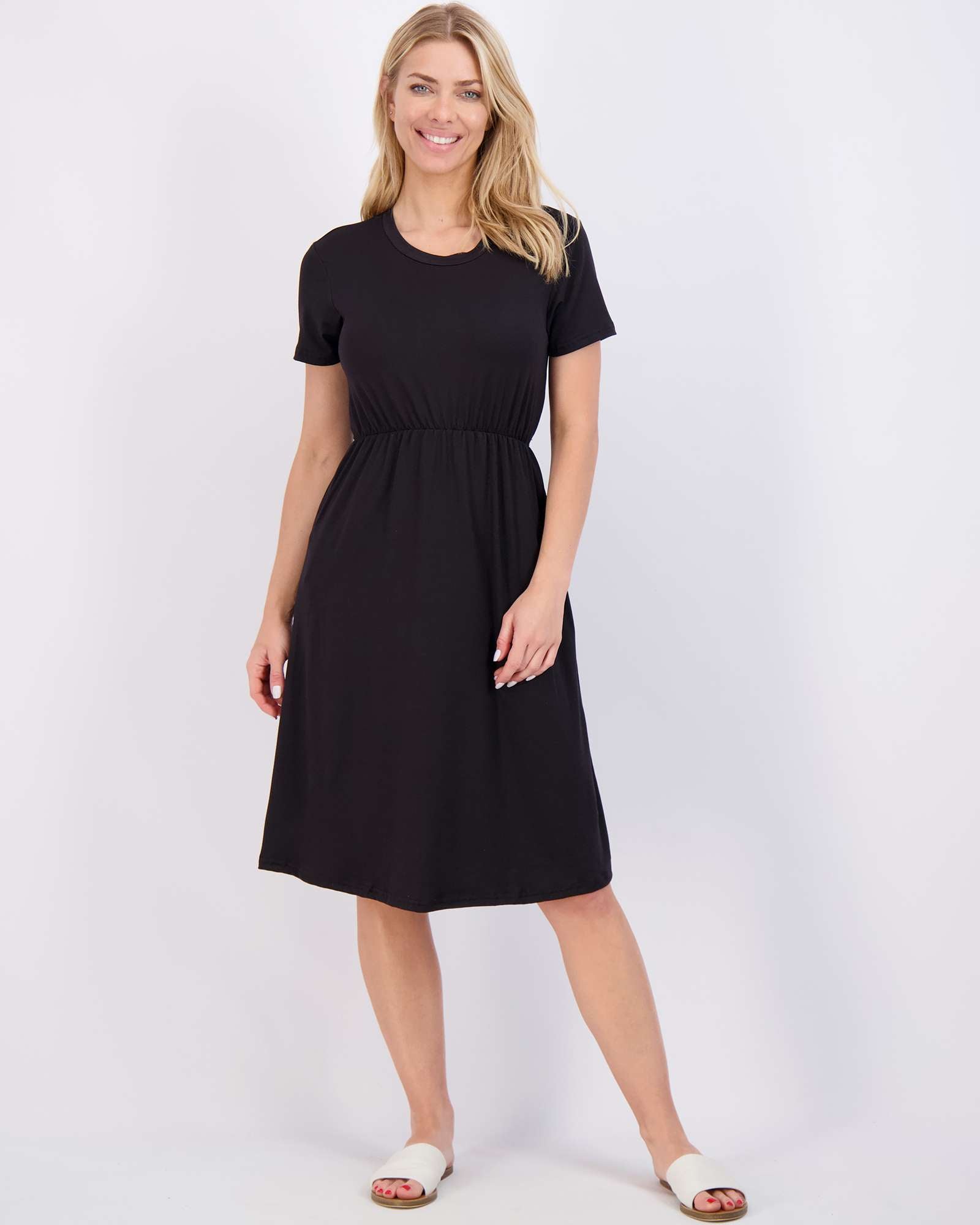 3 Pack: Women's Midi Short Sleeve Soft T-Shirt Dress (Available in Plus Size)