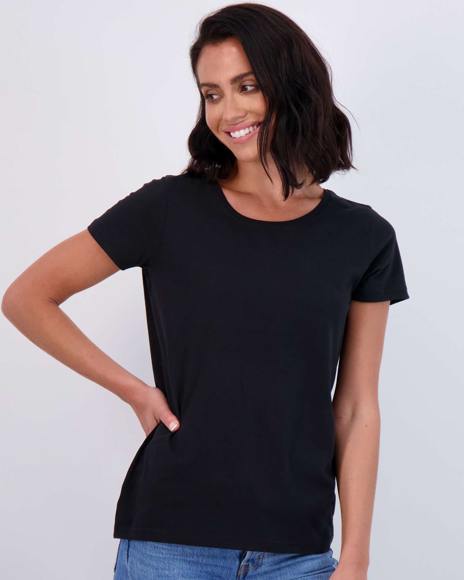 4 Pack: Womens Classic-Fit Cotton Short-Sleeve Scoop Neck T-Shirt