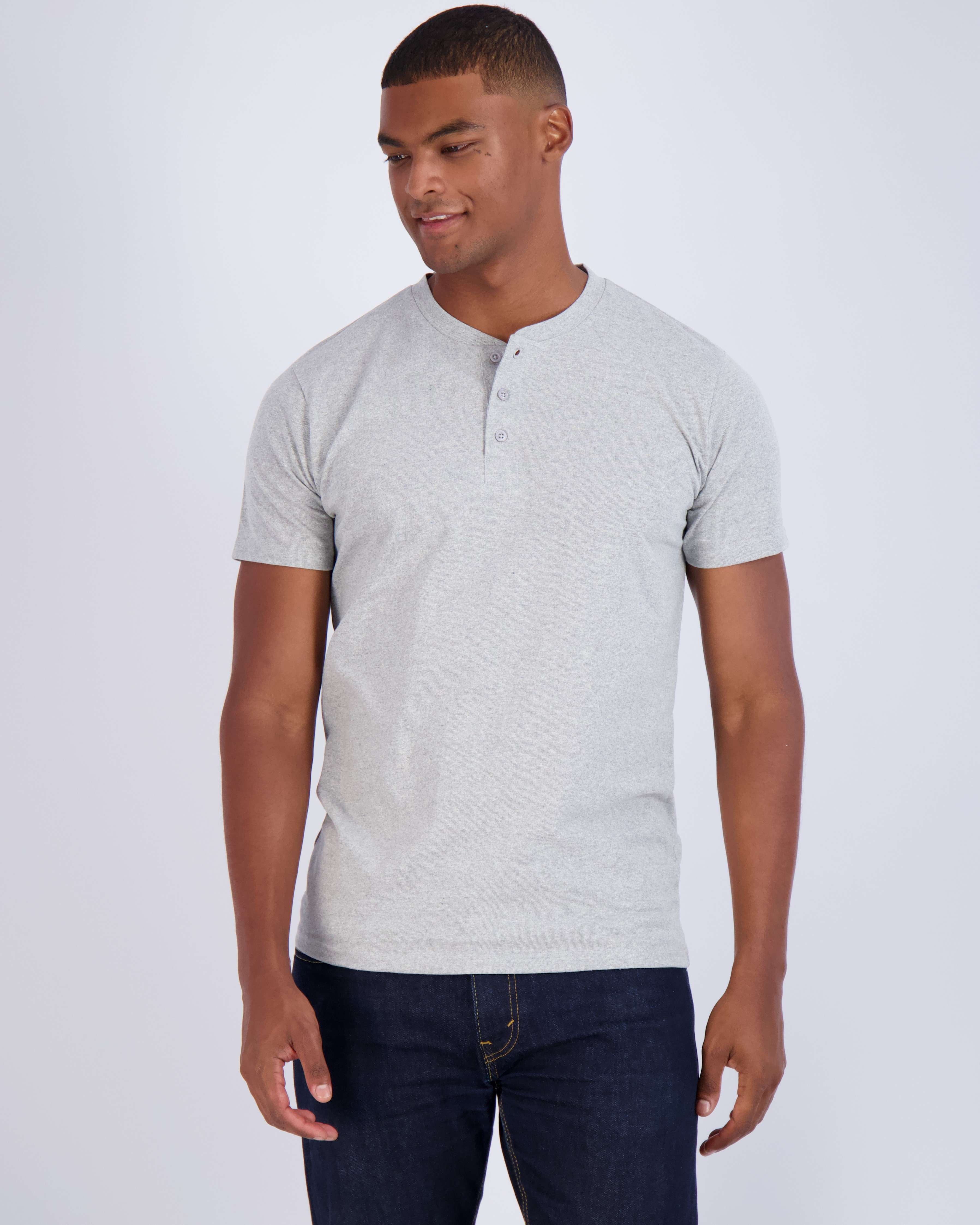 3 Pack: Mens Cotton Short Sleeve Henley T-Shirt