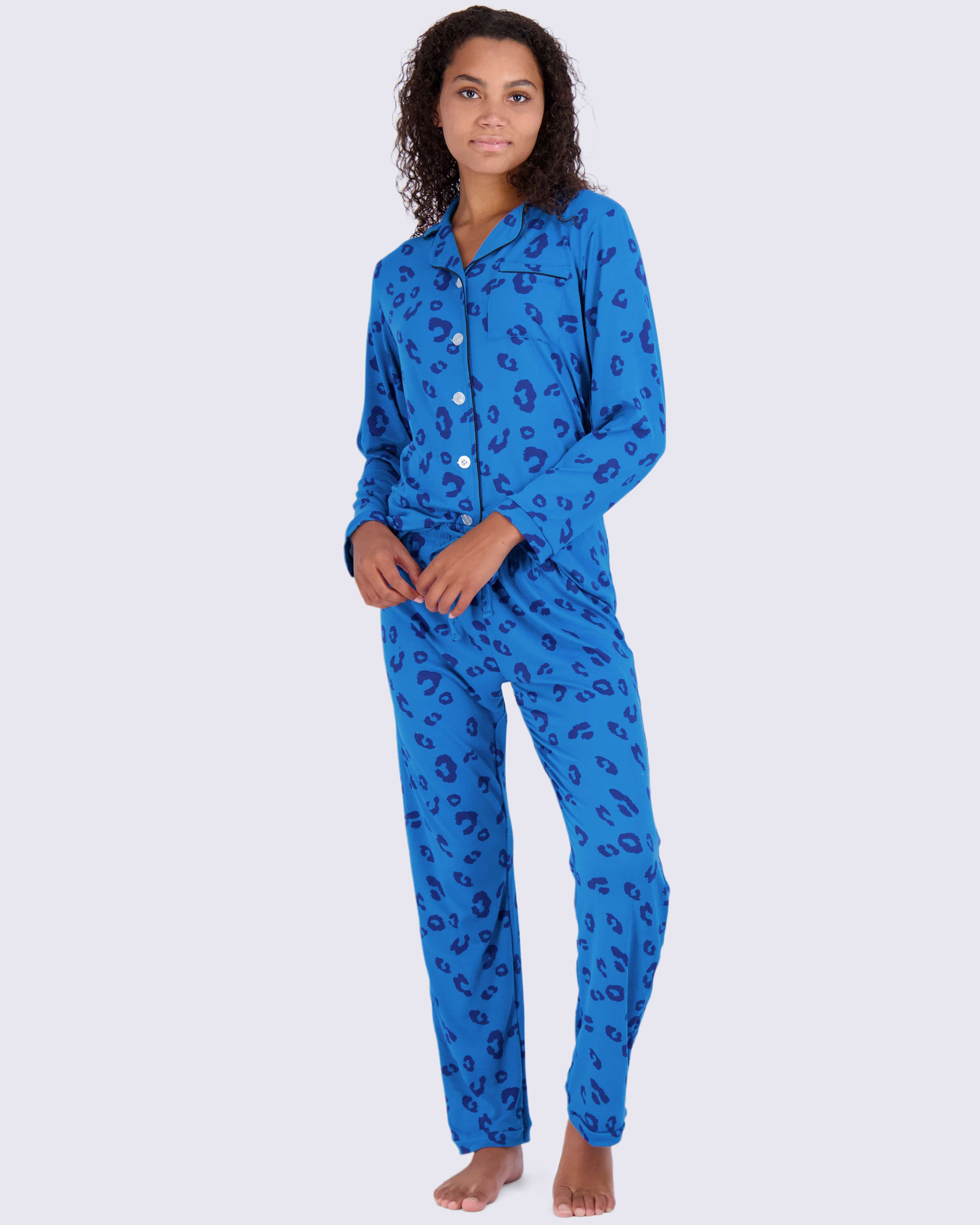 4 Piece: Women’s Long Sleeve Button Down Pajama Set