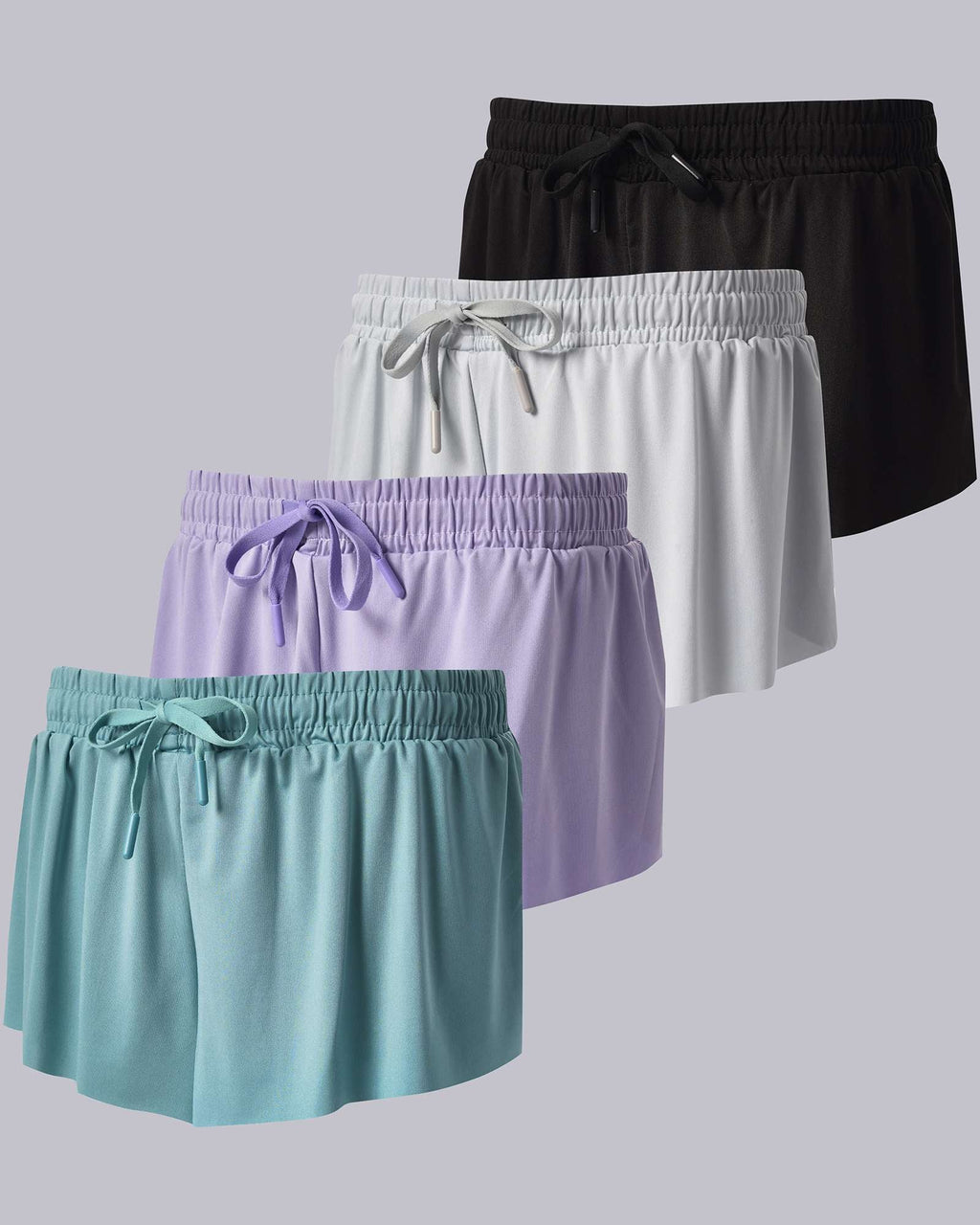 4 Pack: Girls 2-in-1 Flowy Shorts with Spandex Liner Youth Butterfly Skirts - Athletic Dance