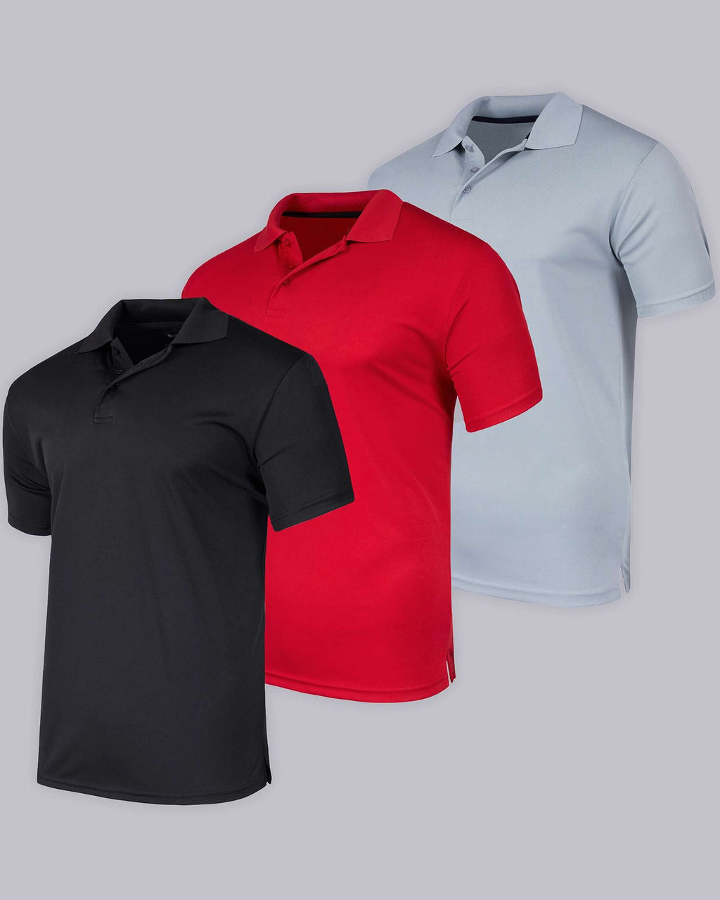 3 Pack: Mens Quick-Dry Short Sleeve Performance Polo Shirt