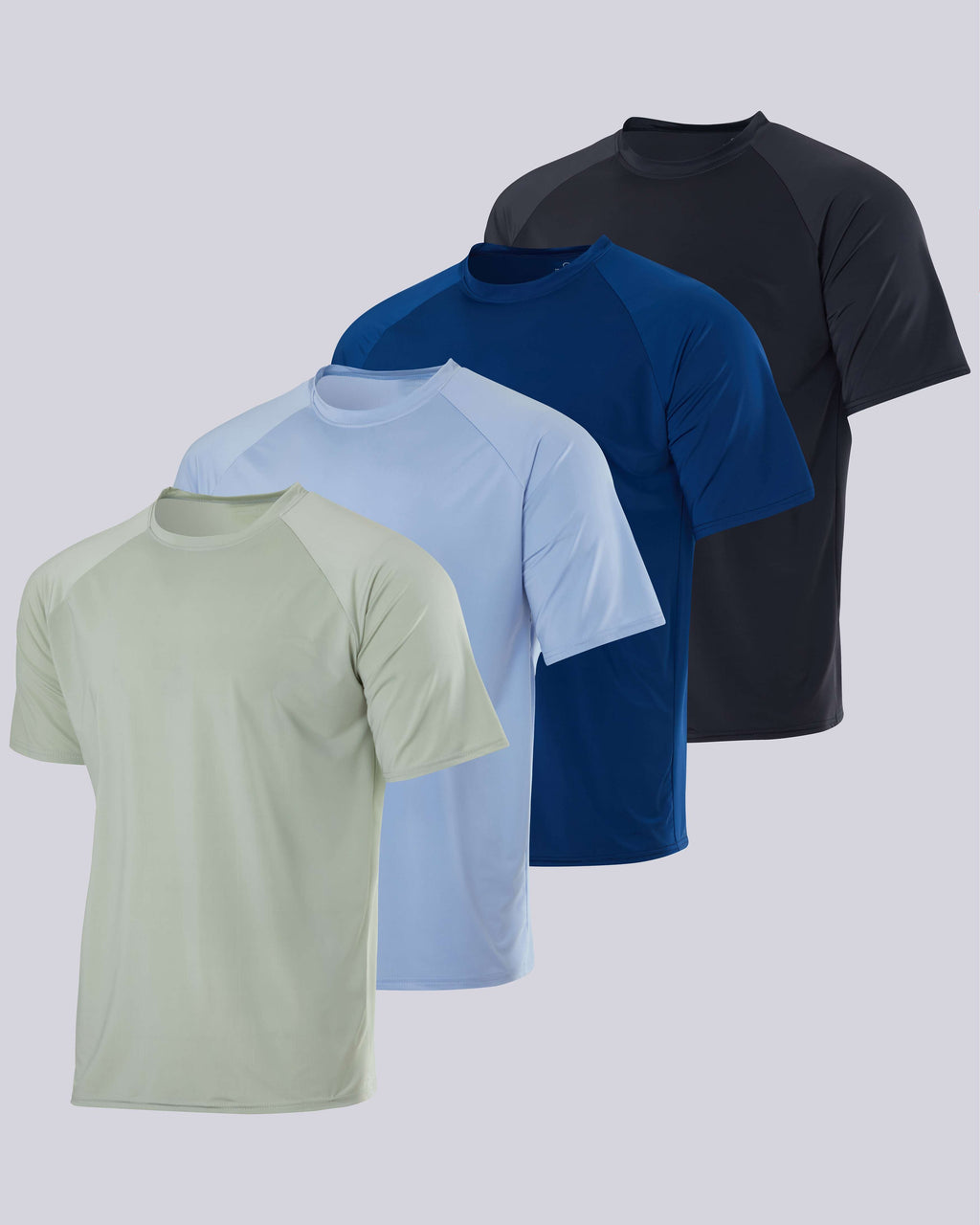 4 Pack: Men's Short Sleeve Rash Guard Shirt (Available In Big & Tall)