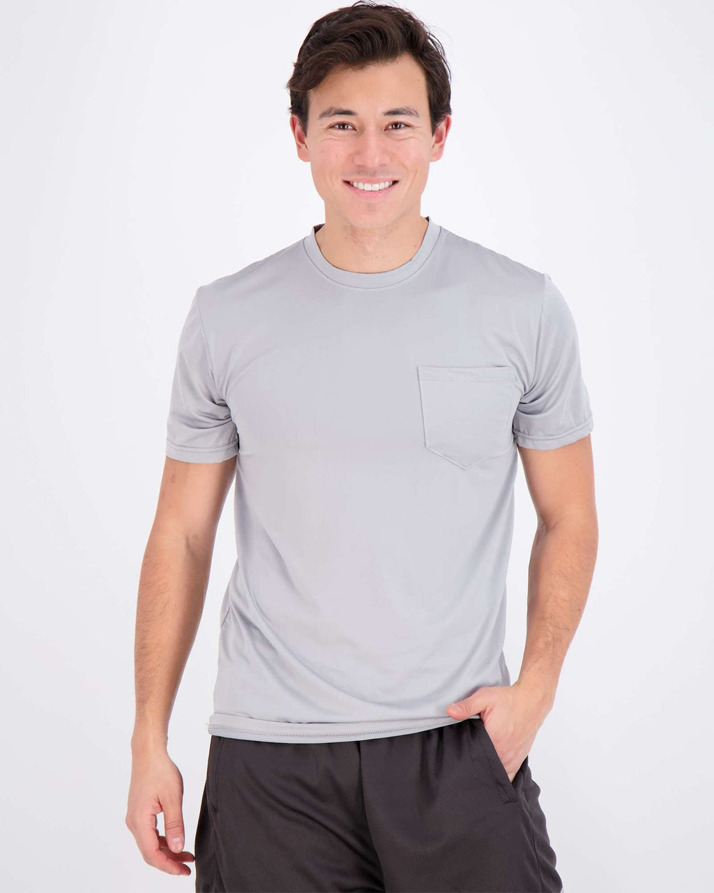 4 Pack: Mens Dry-Fit Active Pocket Short Sleeve Crew T-Shirts (Available in Big & Tall)