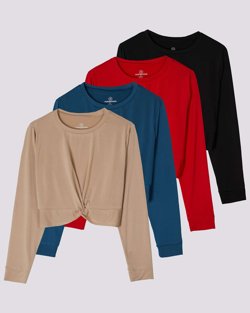 4 Pack: Women's Long-Sleeve Twist Front T-Shirt (Available in Plus Size)