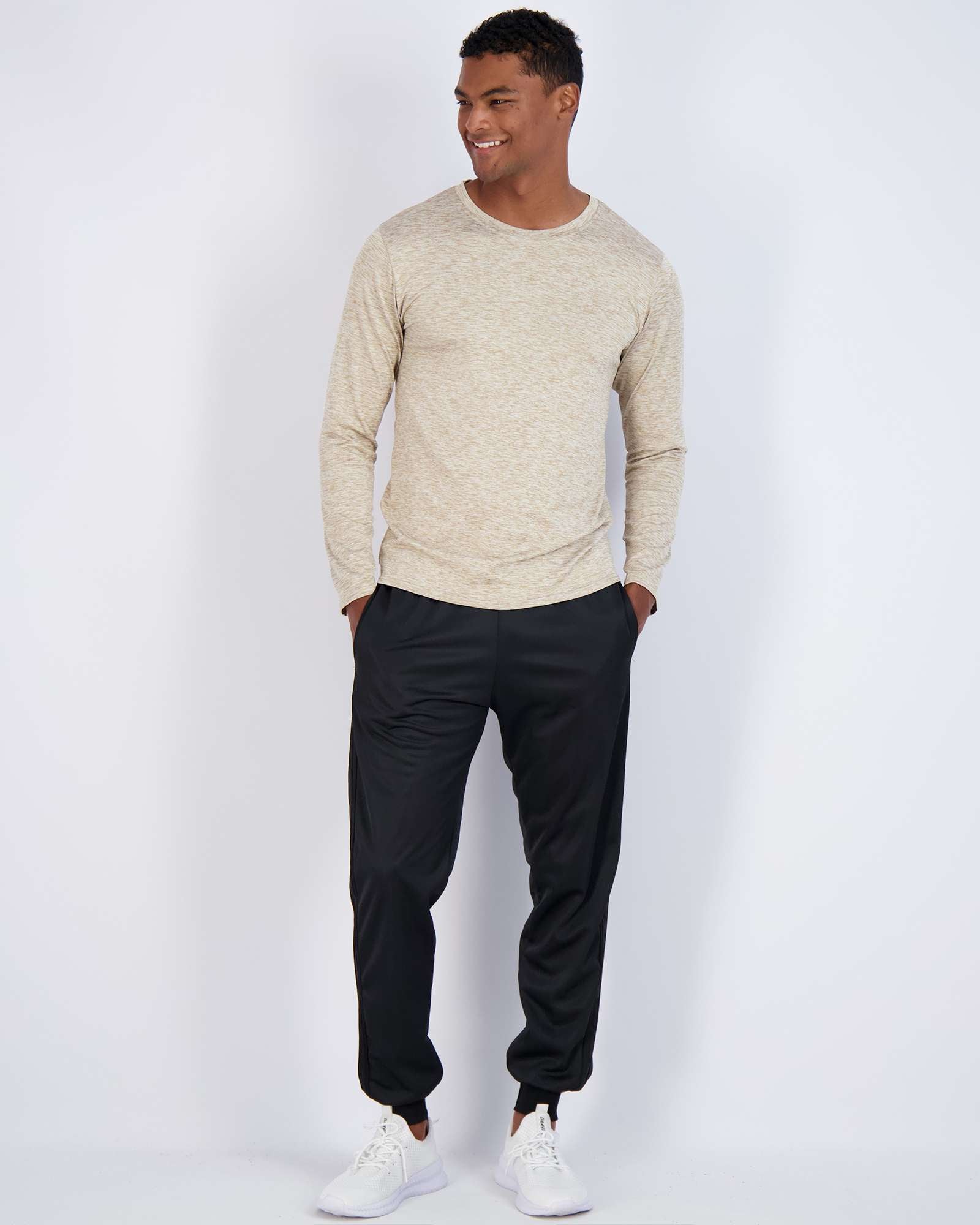 Real Essentials 4 Pack: Men's Dry-Fit UV Moisture Wicking UPF 50+ SPF Sun Protective Fishing Hiking Swim Long Sleeve Shirt