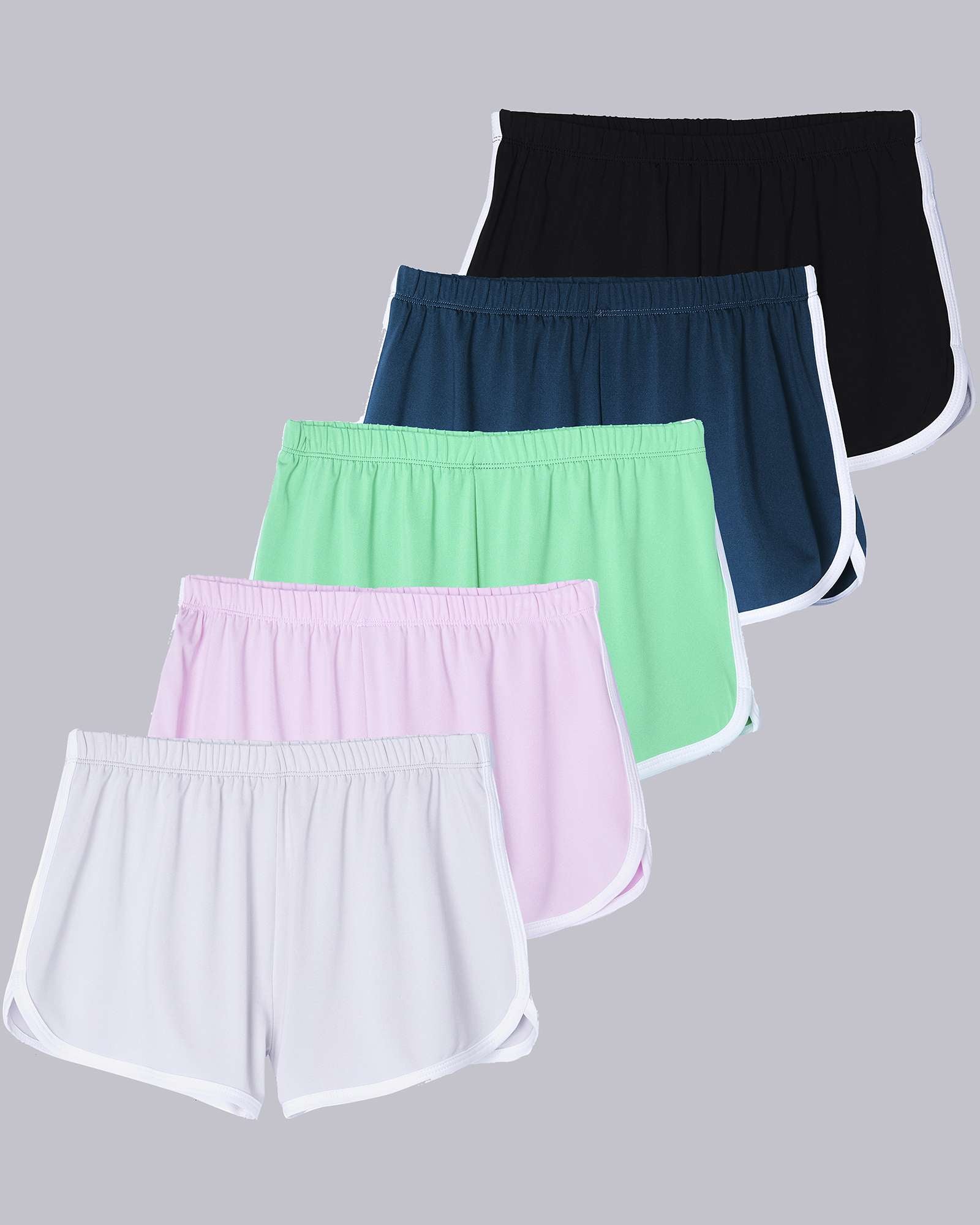 5 Pack: Girls' Dry-Fit Dolphin Shorts