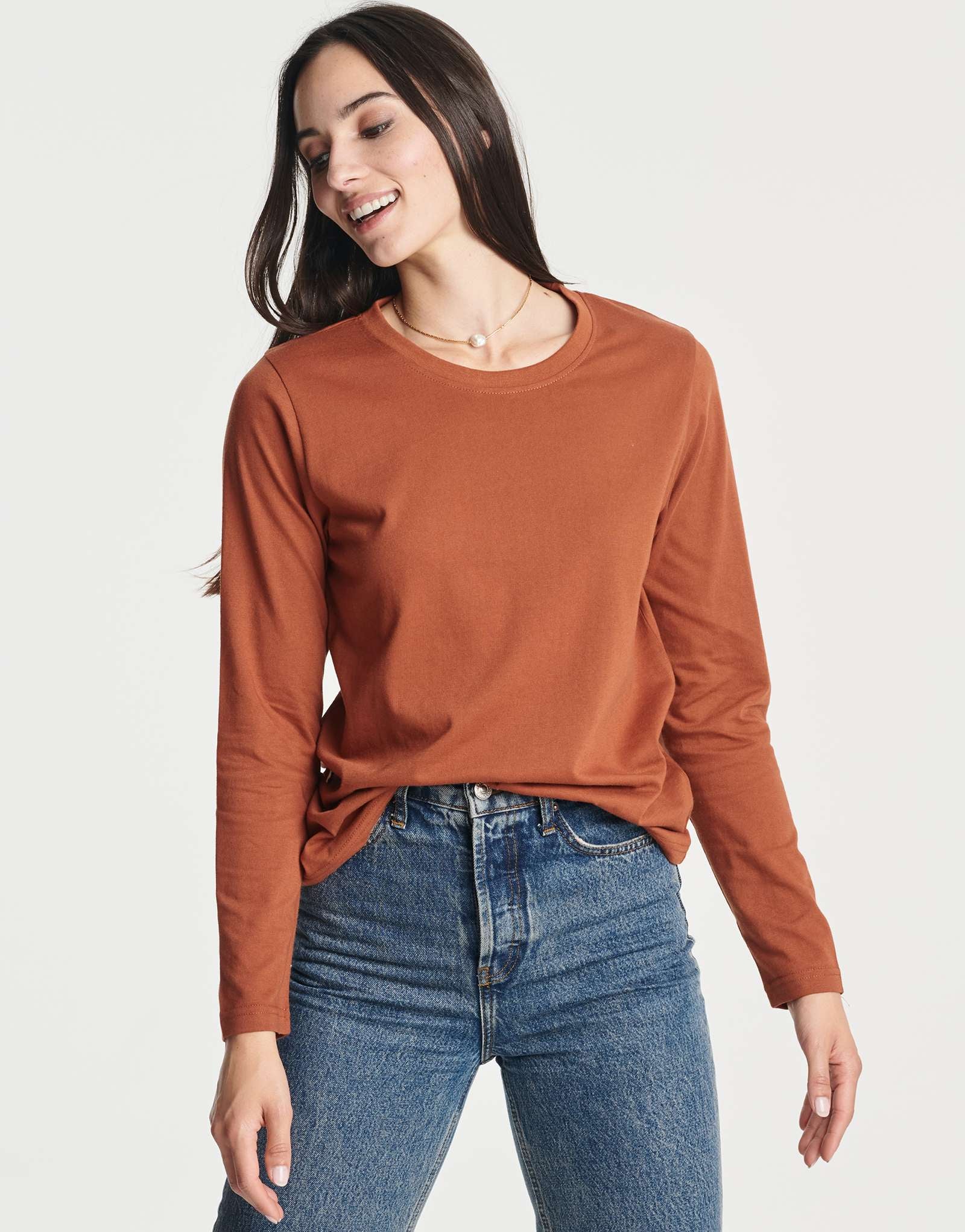 4 Pack: Women's Cotton Classic-Fit Long-Sleeve Crewneck T-Shirt (Available in Plus Size)