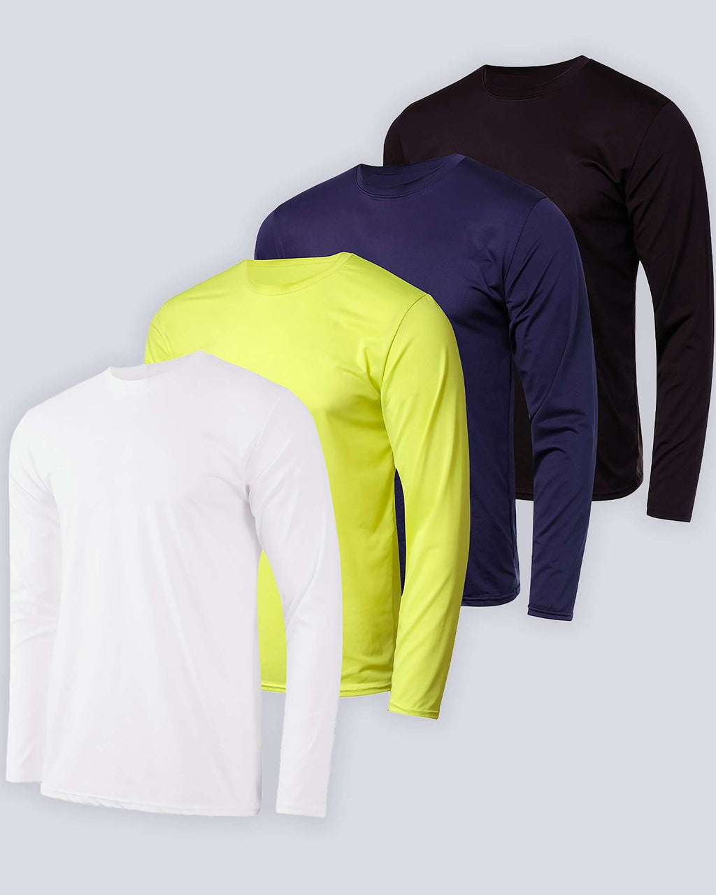 Real Essentials 4 Pack: Men's Dry-Fit UV Moisture Wicking UPF 50+ SPF Sun Protective Fishing Hiking Swim Long Sleeve Shirt