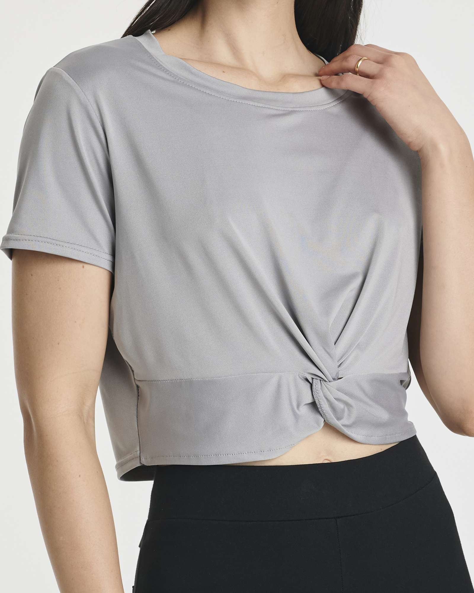 5 Pack: Women's Short Sleeve Twist Front Crop Top