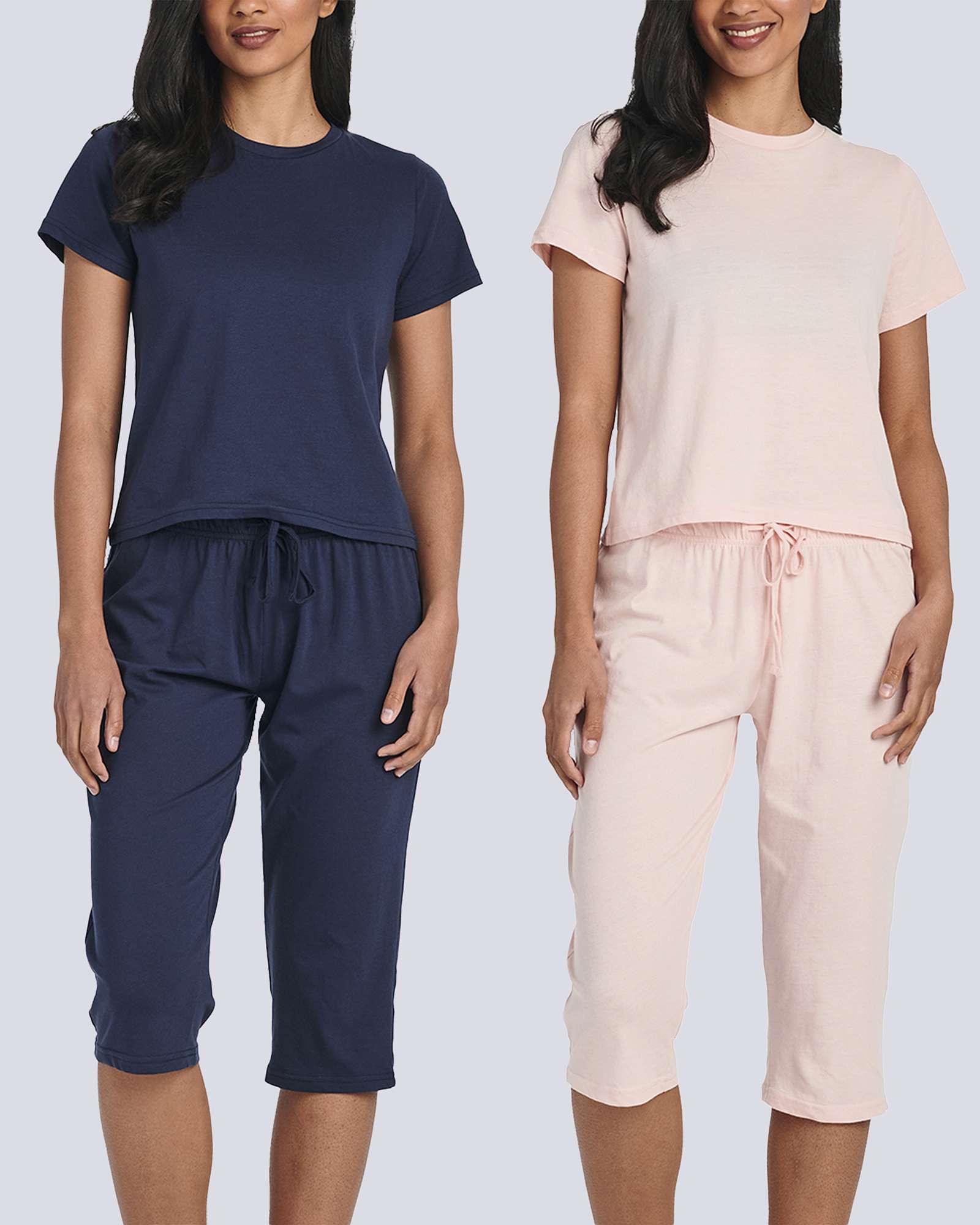 2 Pack: Women's Cotton Pajamas with Capri Pants