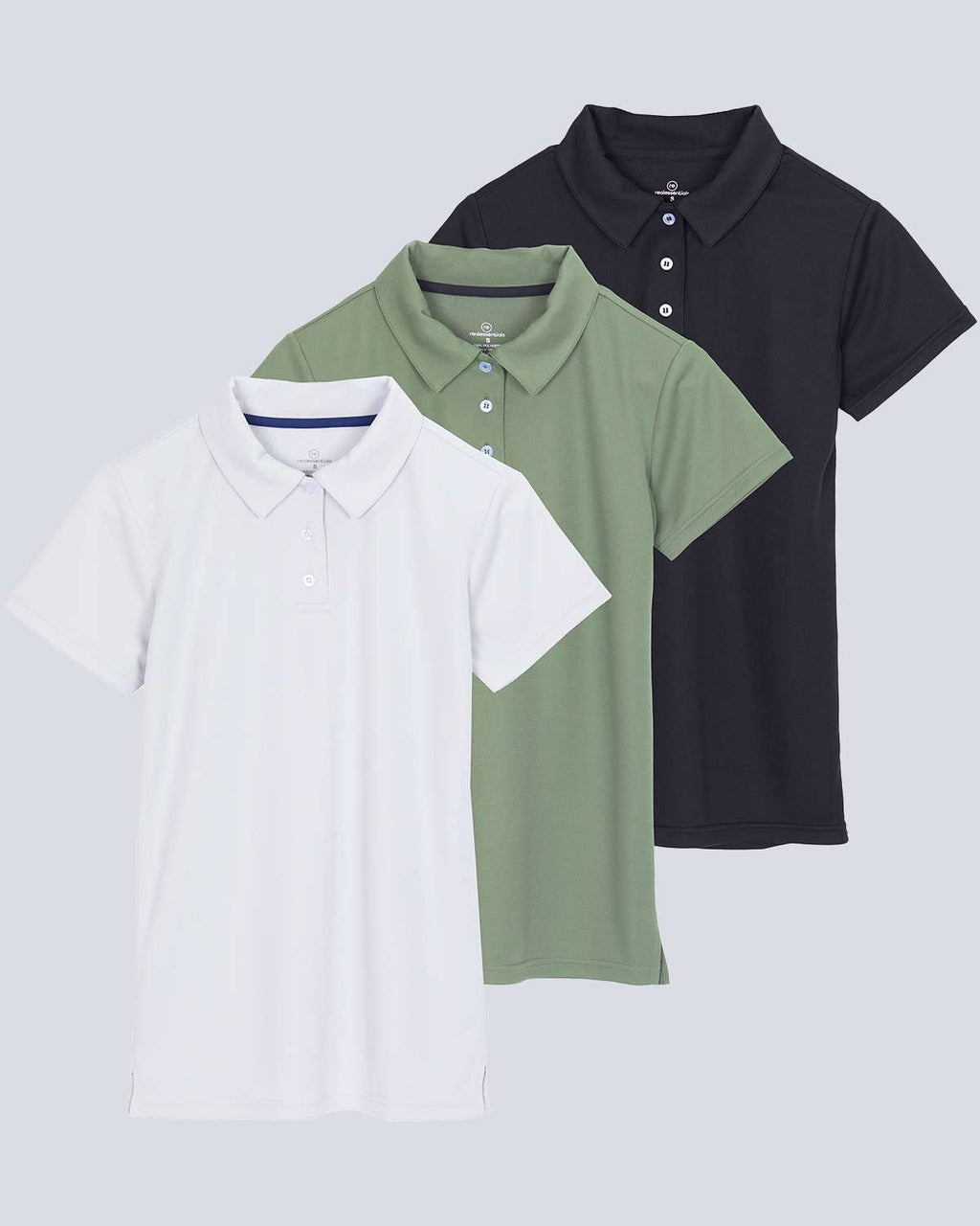 3 Pack: Womens Short Sleeve Dry-Fit Performance Polo Shirt (Available In Plus Size)