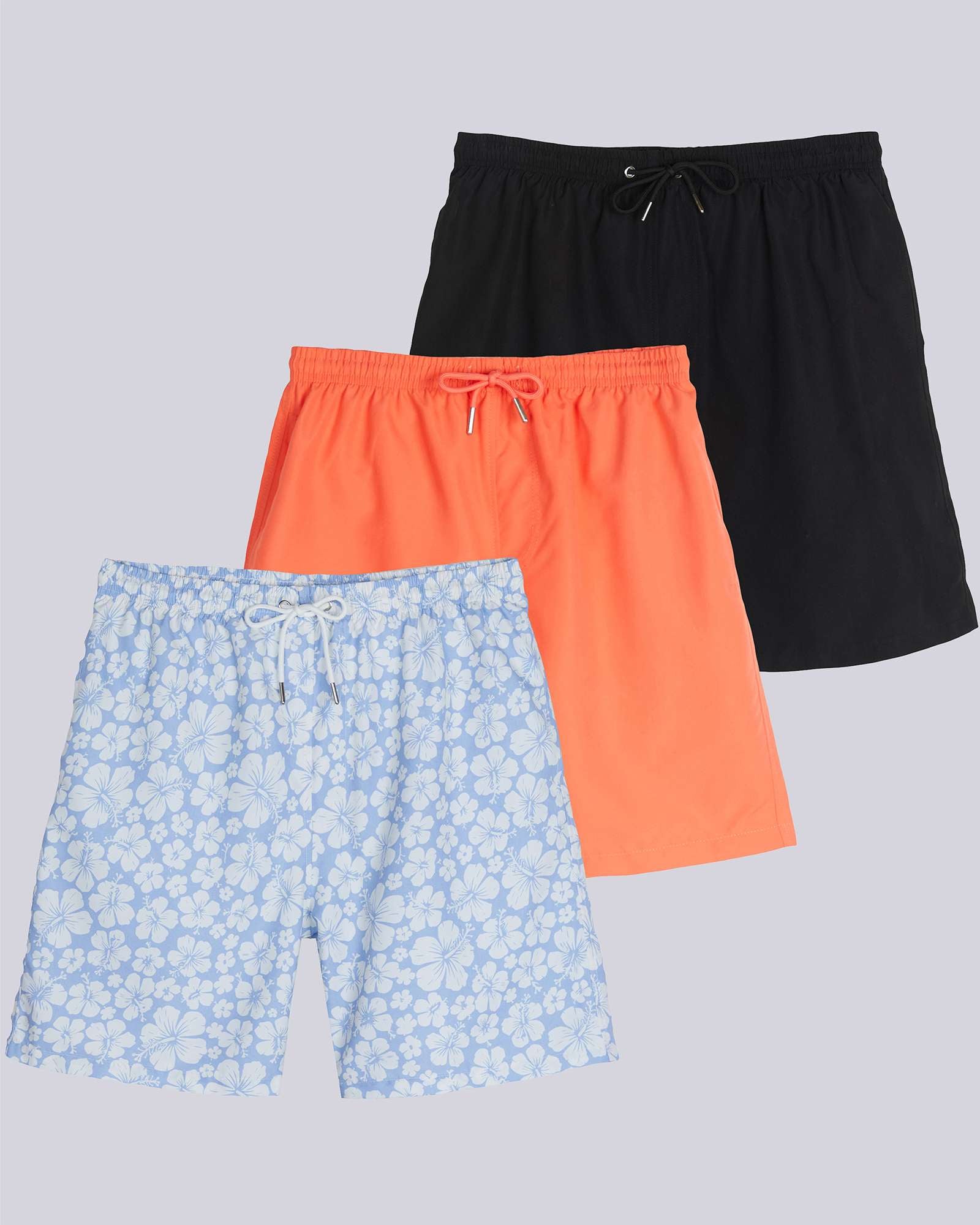 3 Pack: Boys' Swim Board Shorts with Drawstring