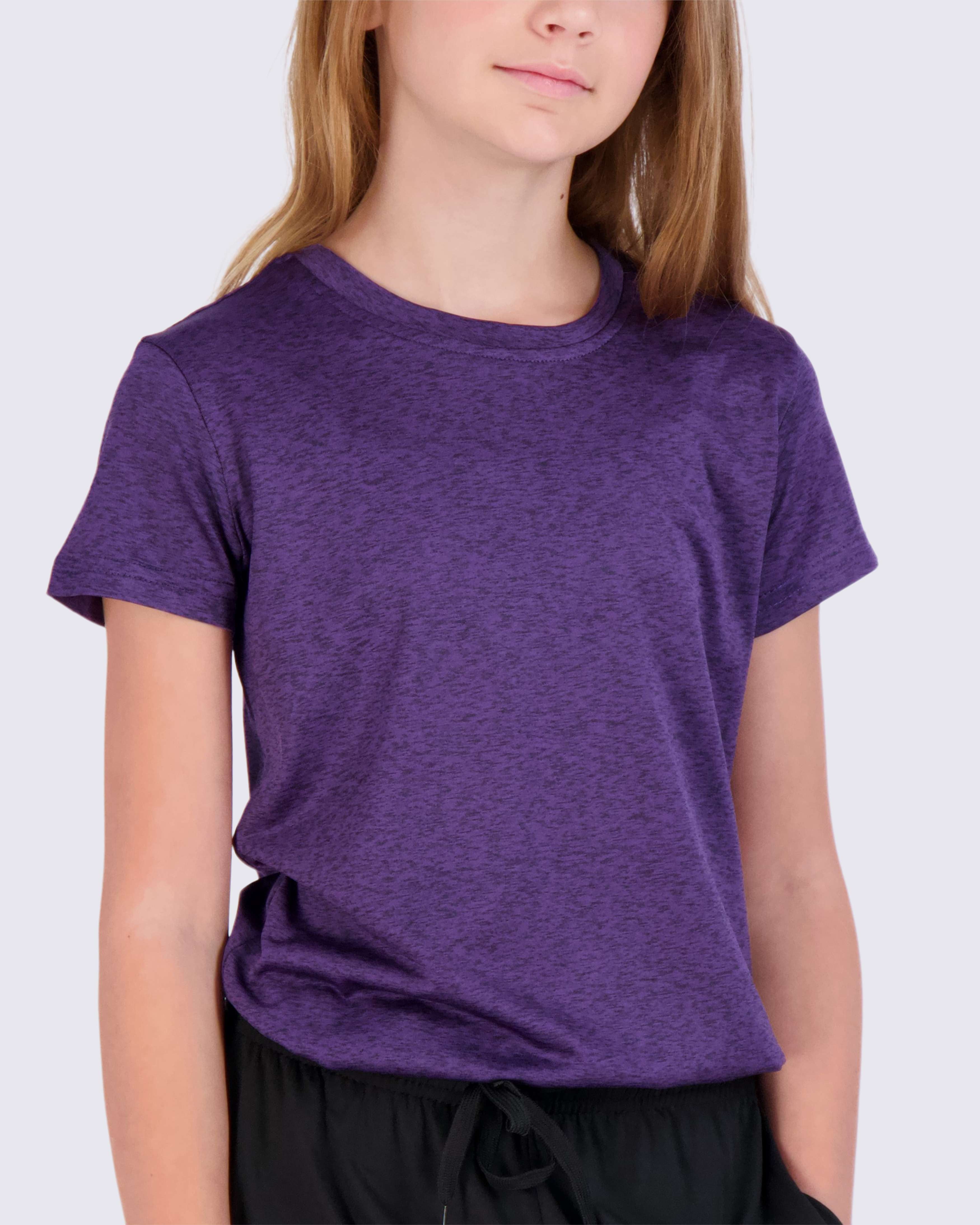 4 Pack: Girls Short Sleeve Dry-Fit Crew Neck Active T-Shirt