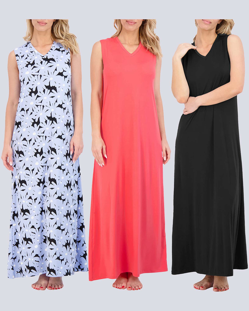 3 Pack: Women's Soft Tank Nightgown (Available in Plus Size)