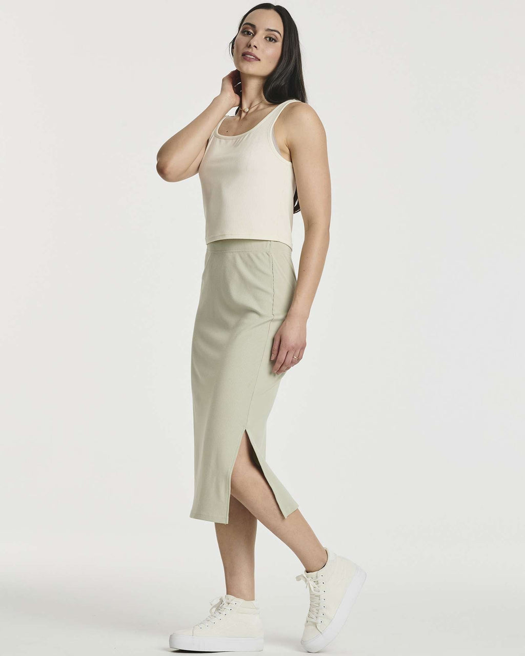 3 Pack: Women's Midi Ribbed Knit Skirt