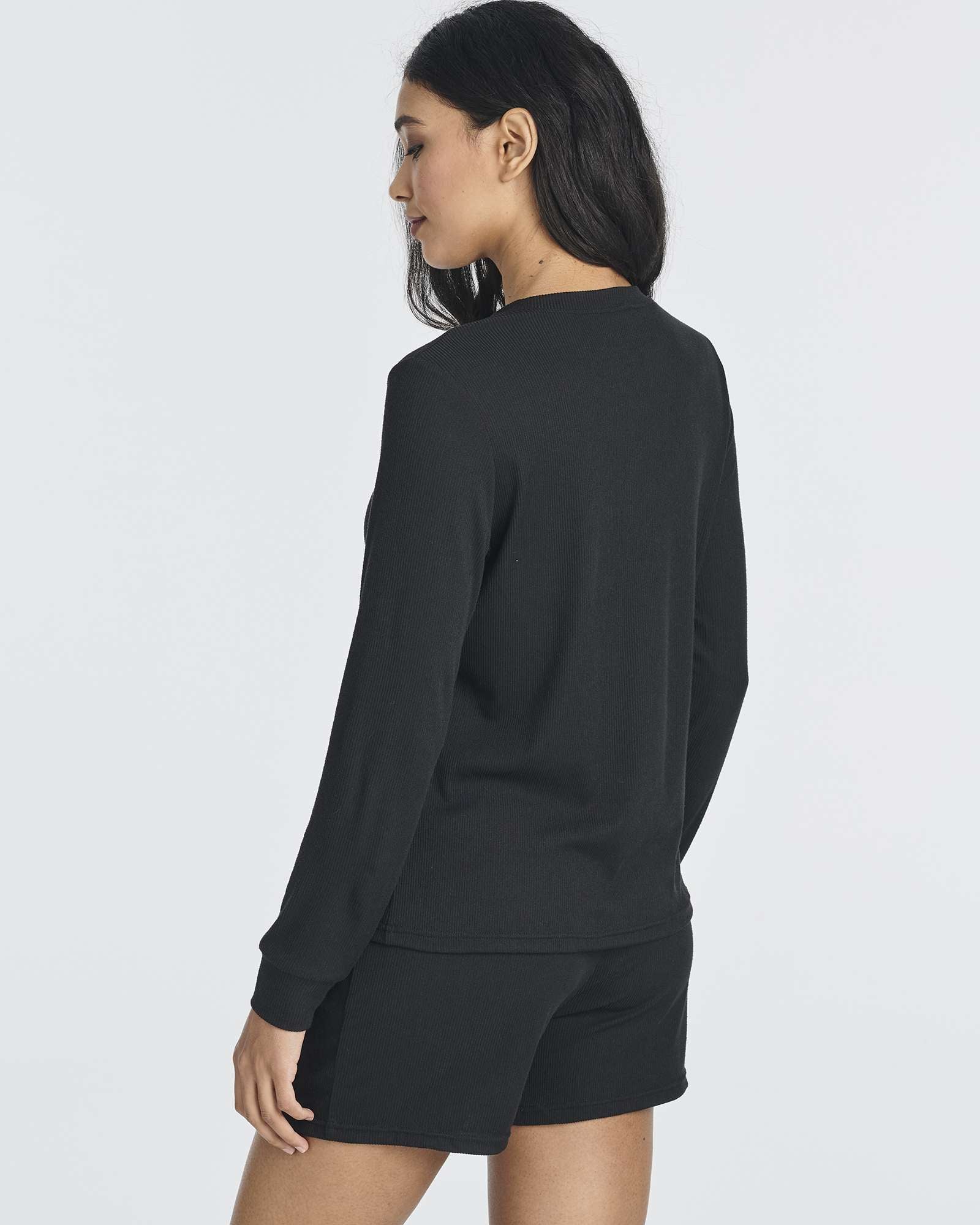 2 Pack: Women's Ribbed Knit Long Sleeve Top and Shorts Pajama Set (Available in Plus Size)