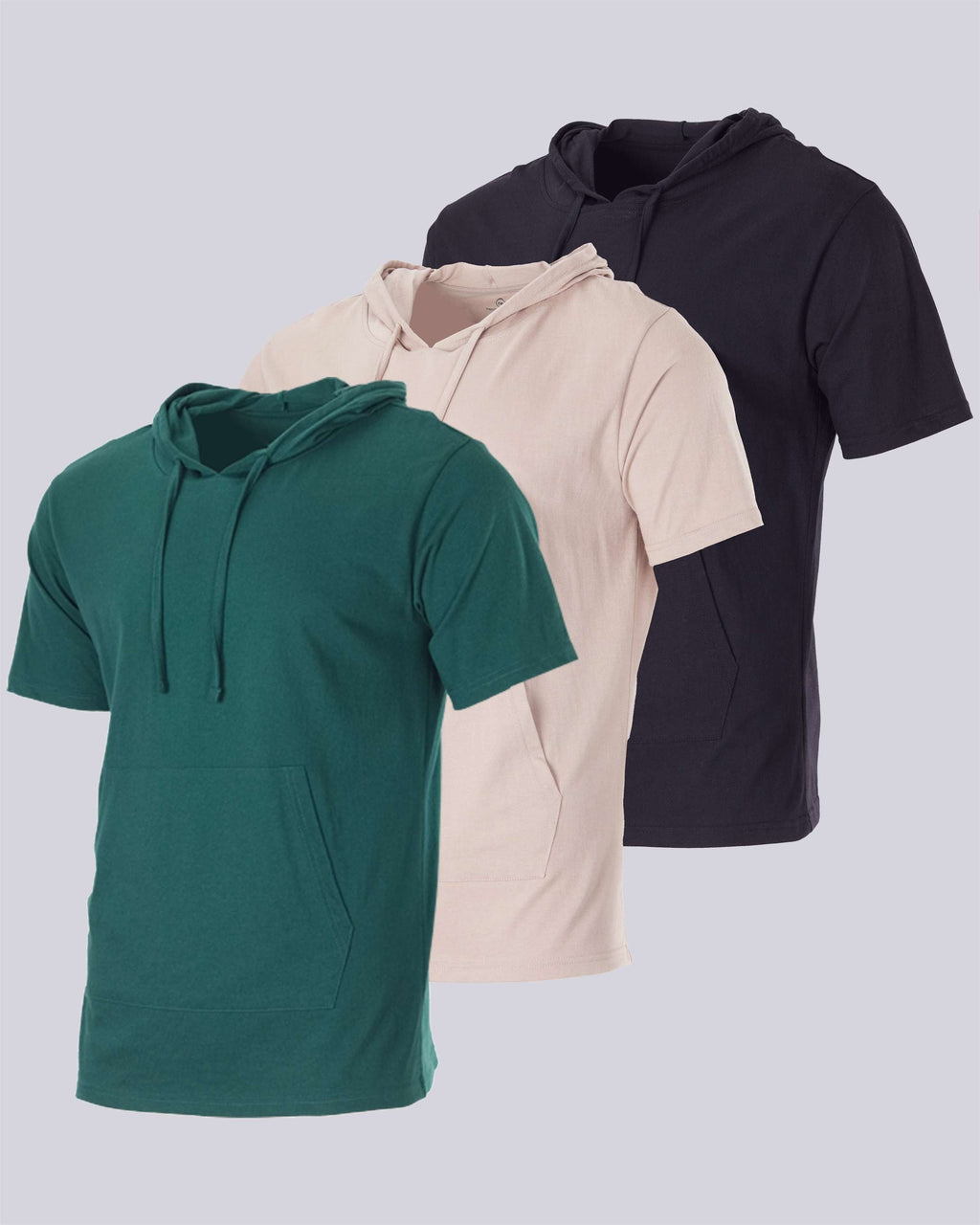 Men's Cotton Short-Sleeve Hoodie Hooded T-Shirt With Drawstring & Pockets (Available in Big & Tall)