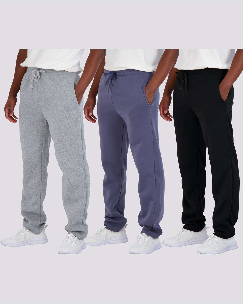 3 Pack: Mens Fleece Open Bottom Sweatpants
