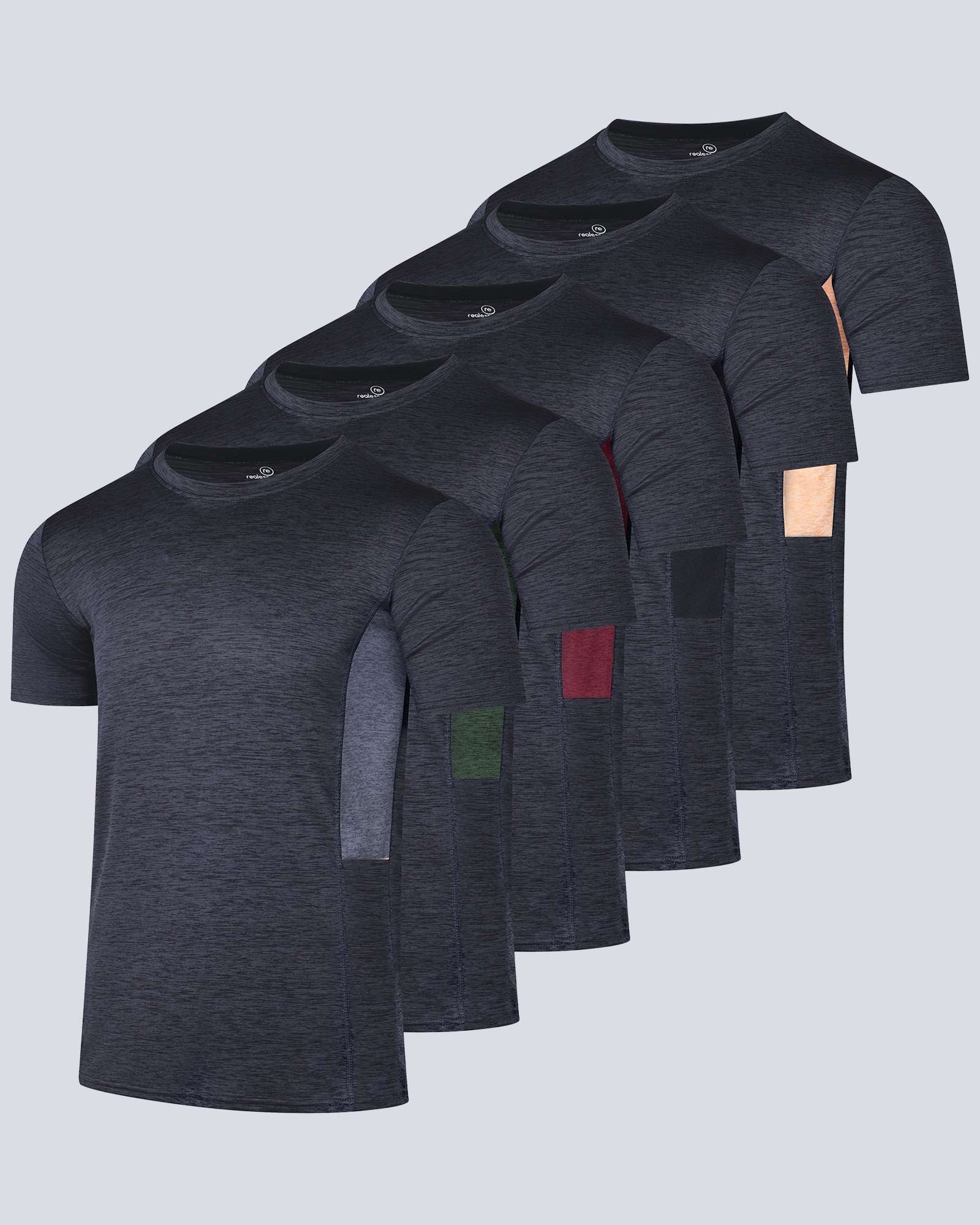 5 Pack: Mens Dry-Fit Active Crew Neck T-Shirt
