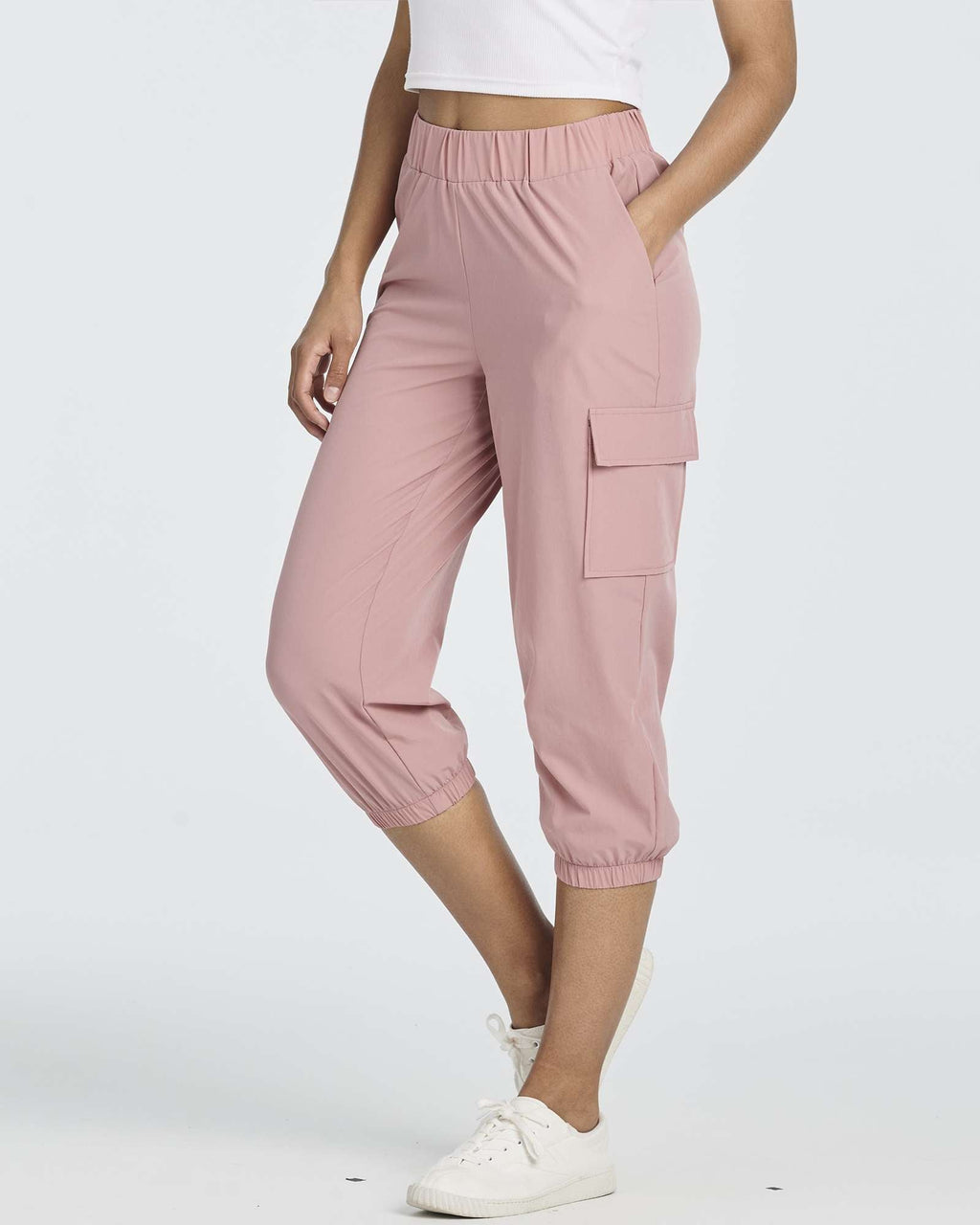 3 Pack: Women's Woven Cargo Capri Jogger Pants