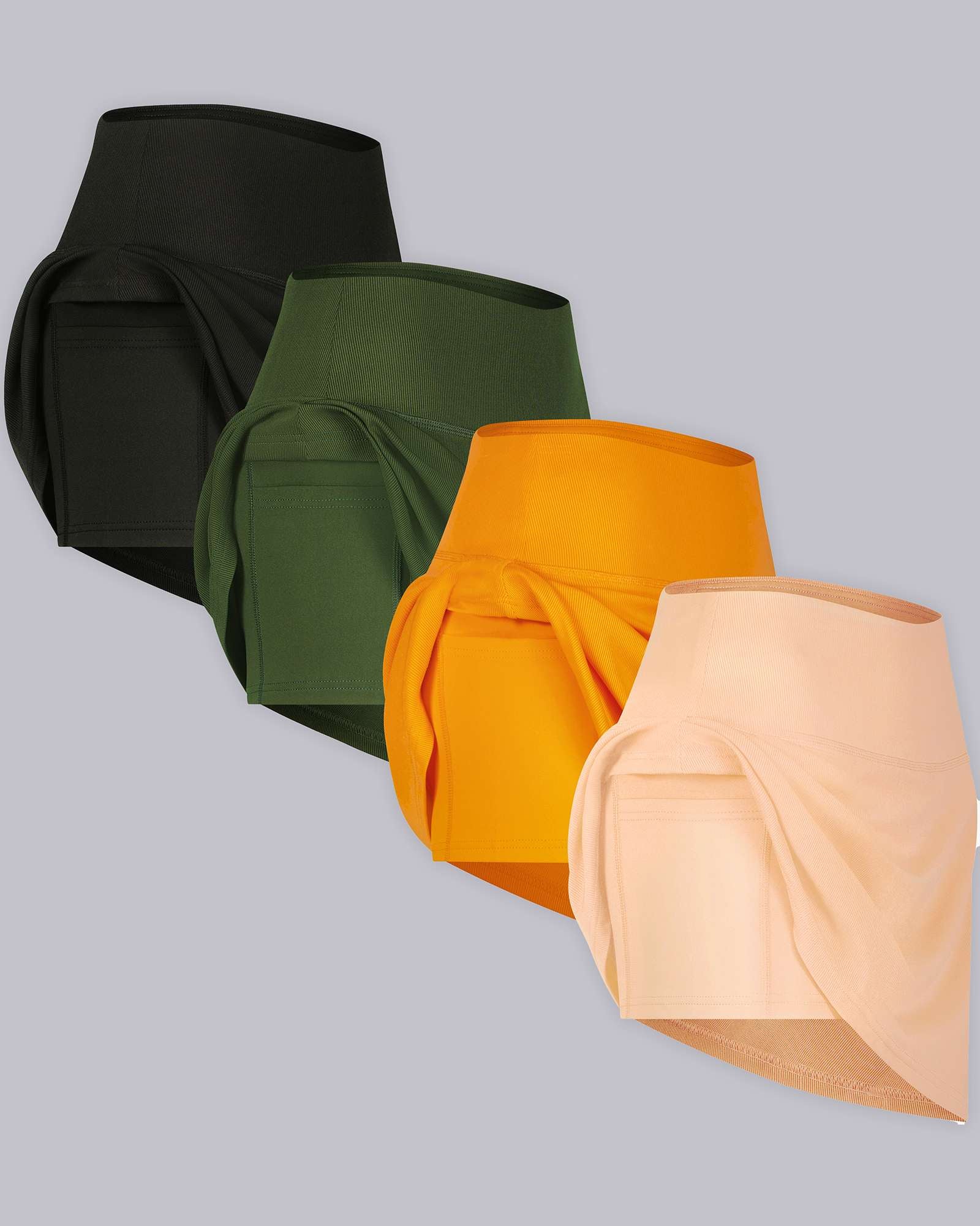 4 Pack: Women's Ribbed Active Skort with Pockets