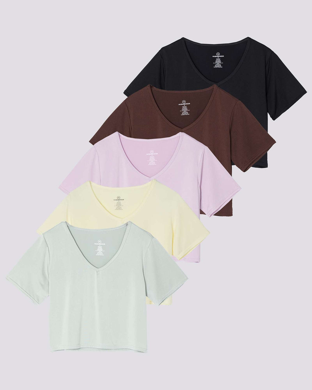 5 Pack: Women's Dry-Fit Short Sleeve V-Neck Crop Top