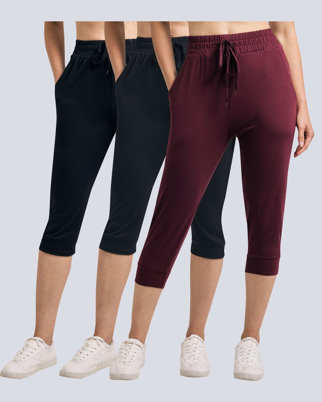 3 Pack: Women's Capri Joggers (Available in Plus Size)