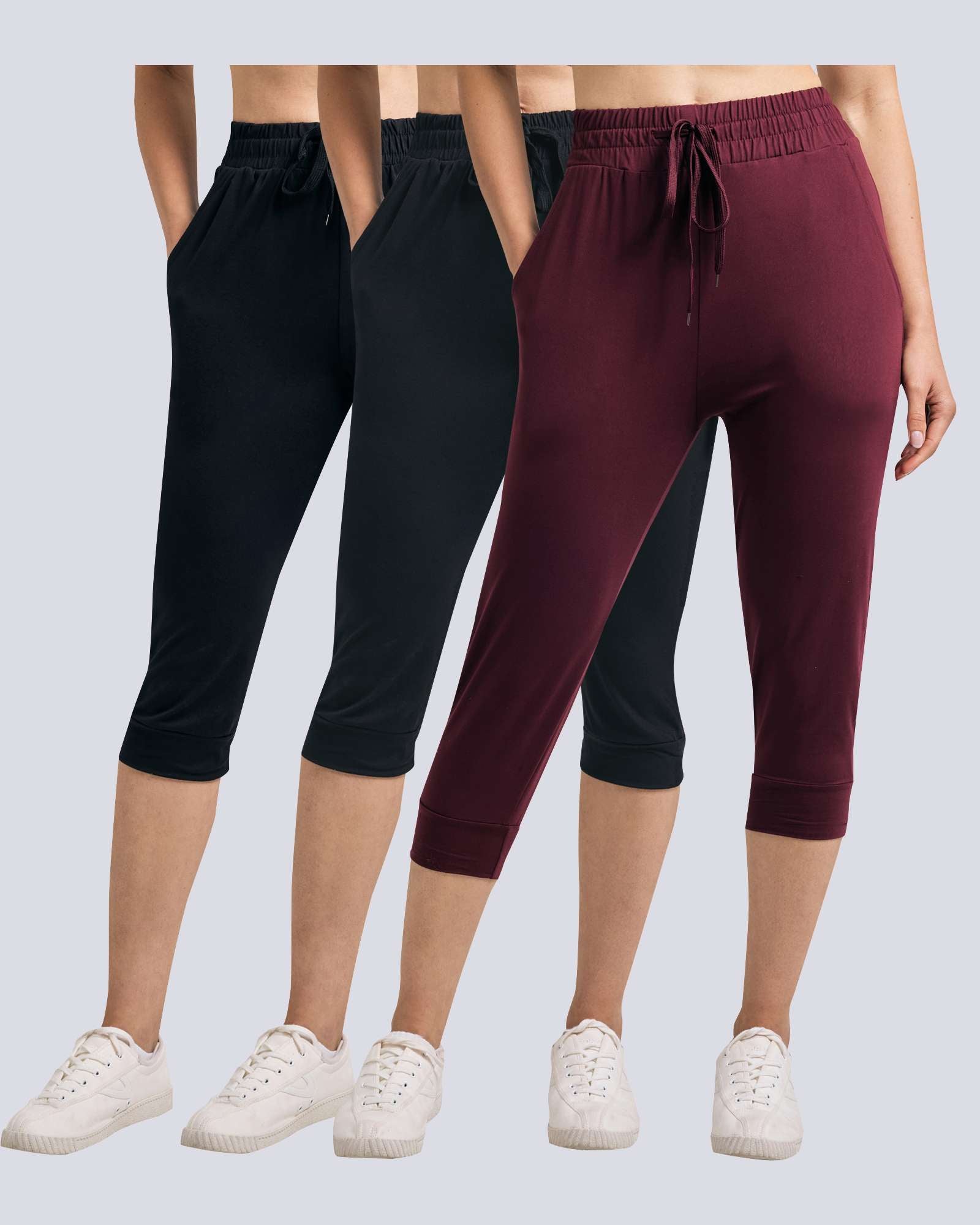 3 Pack: Women's Capri Joggers (Available in Plus Size)