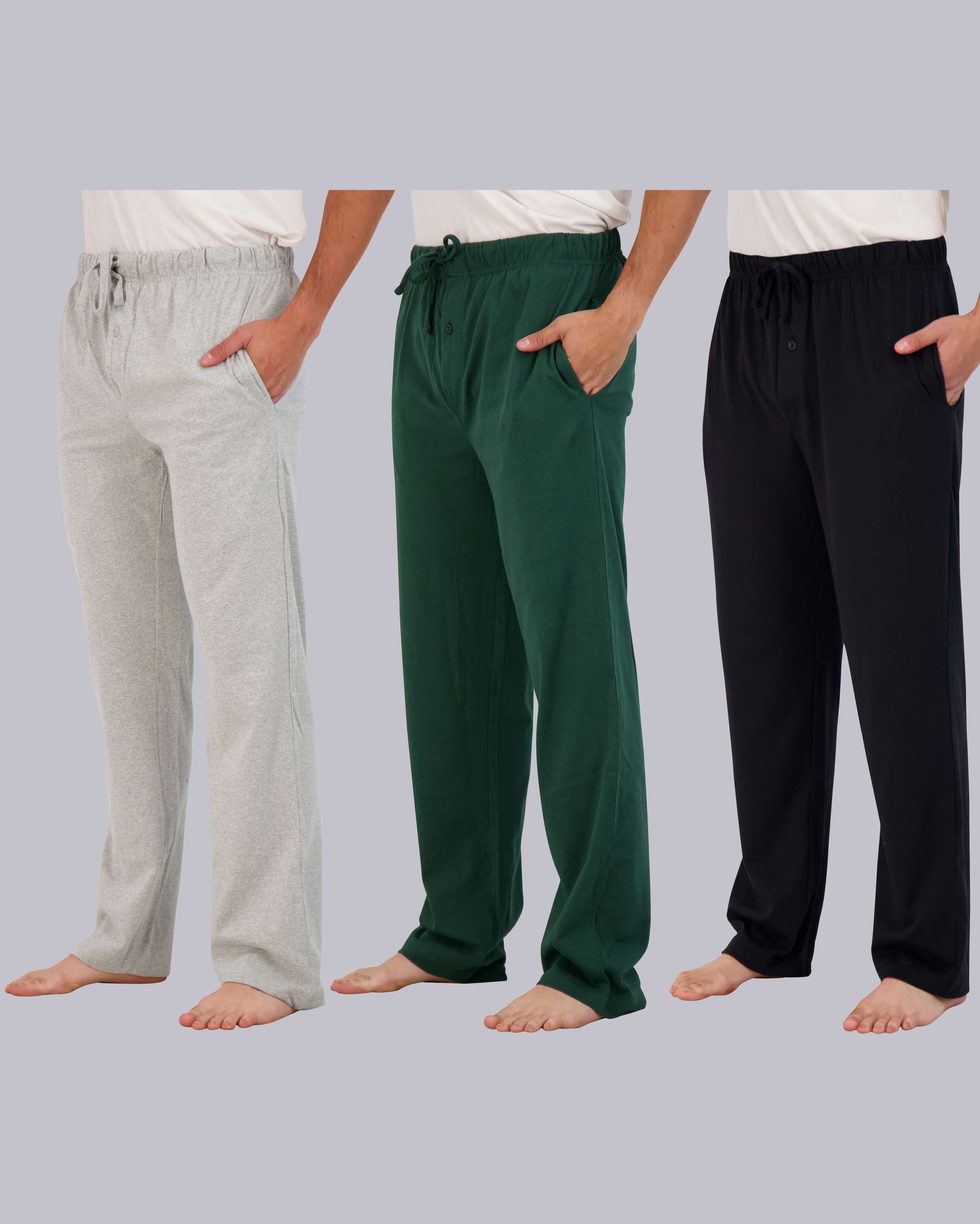 3 Pack: Mens Cotton Pajama Lounge Pants