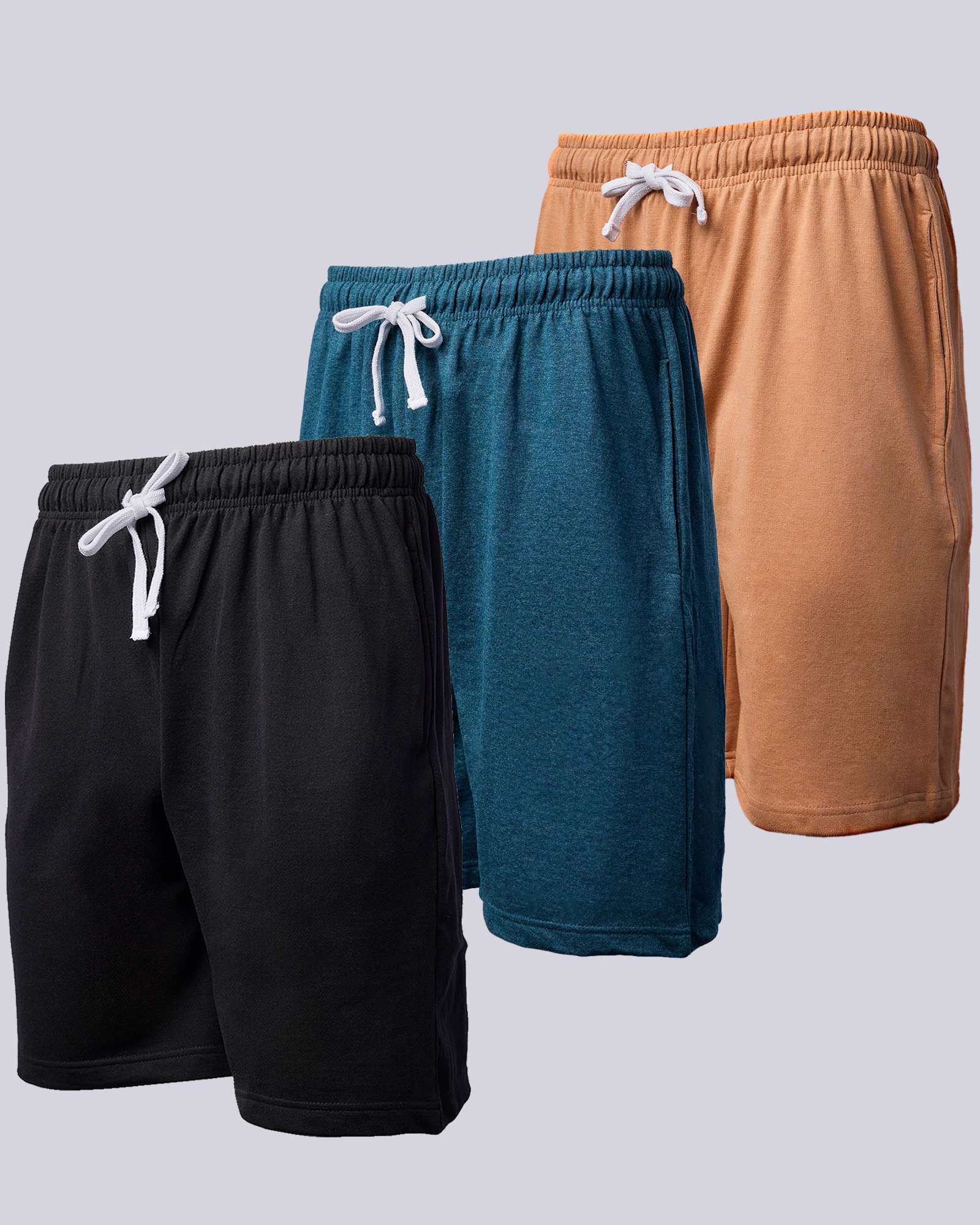 3 Pack: Mens 9" French Terry Casual Shorts