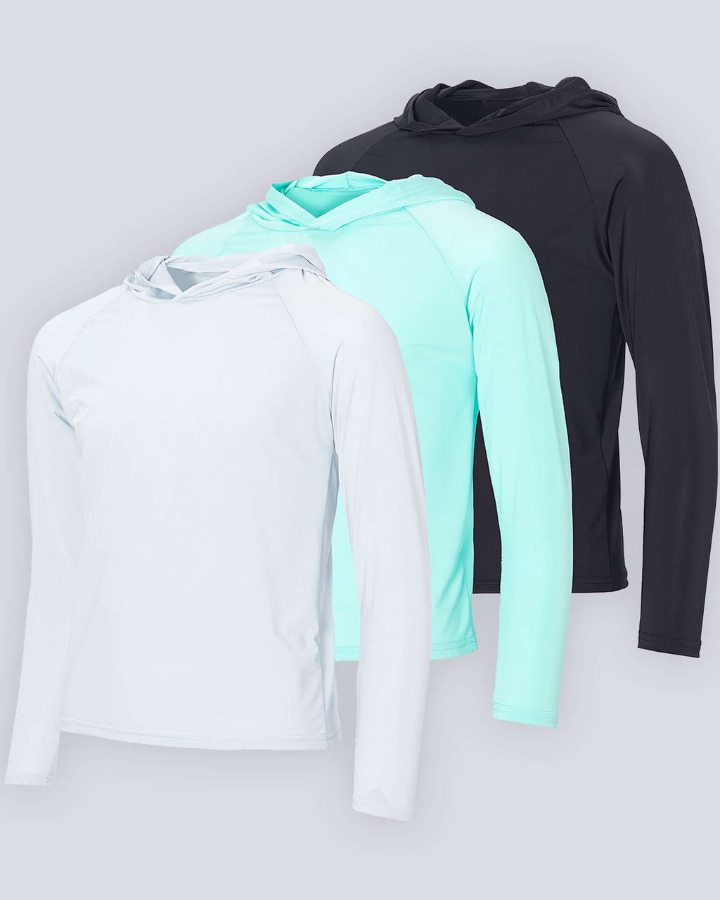 3 Pack: Youth Rashguard Hoodie UPF Sun Protection