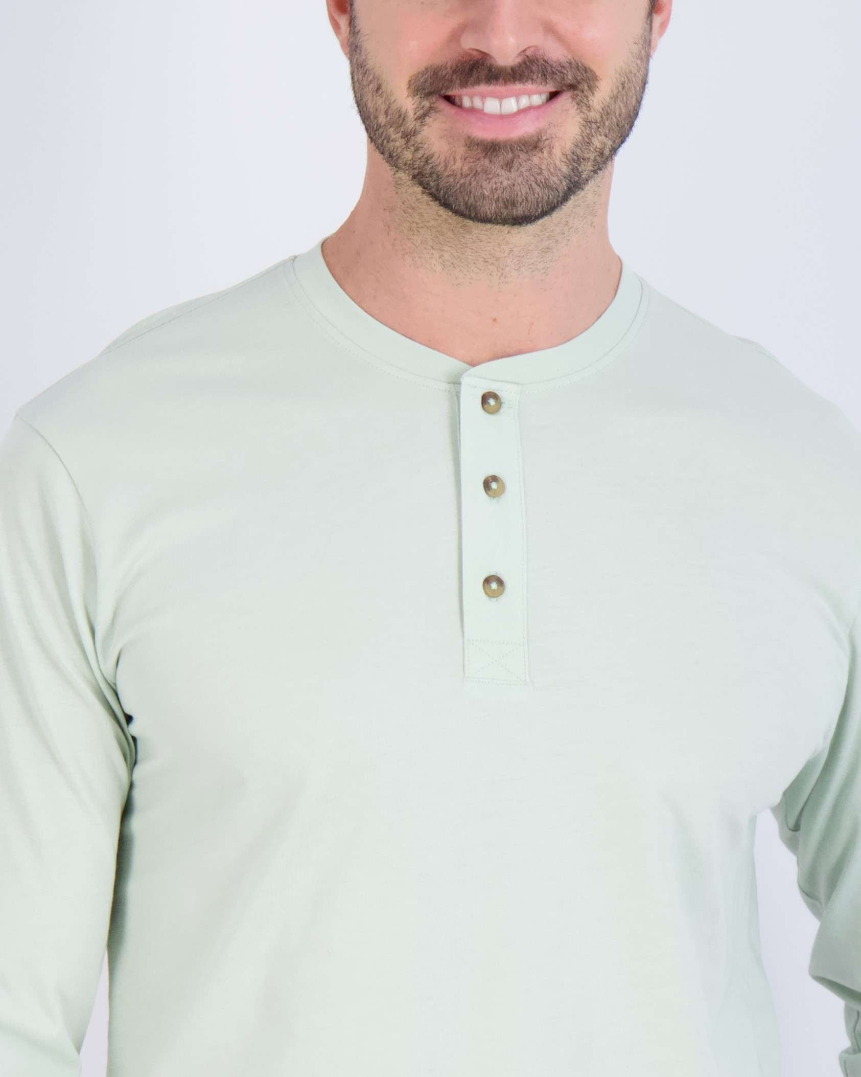 3 Pack: Mens Long Sleeve Cotton Henley T-Shirt