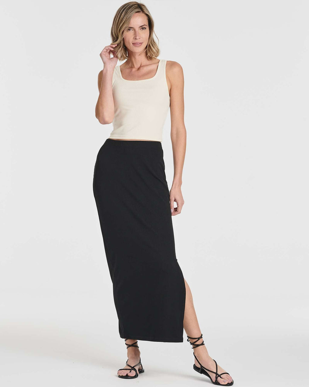 3 Pack: Women's Ribbed High Waisted Maxi Skirt