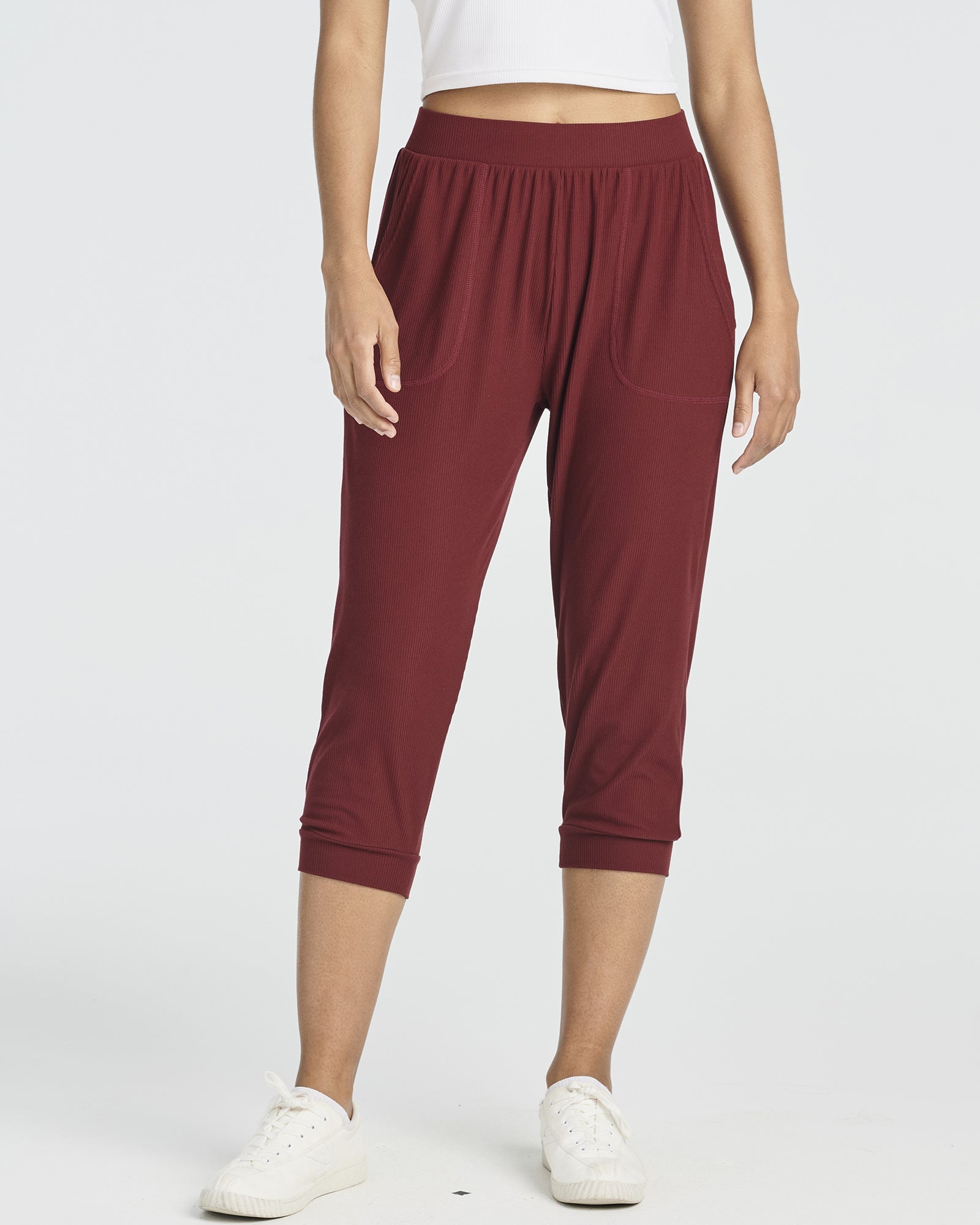 3 Pack: Women's Ribbed Capri Jogger Lounge Sweatpants