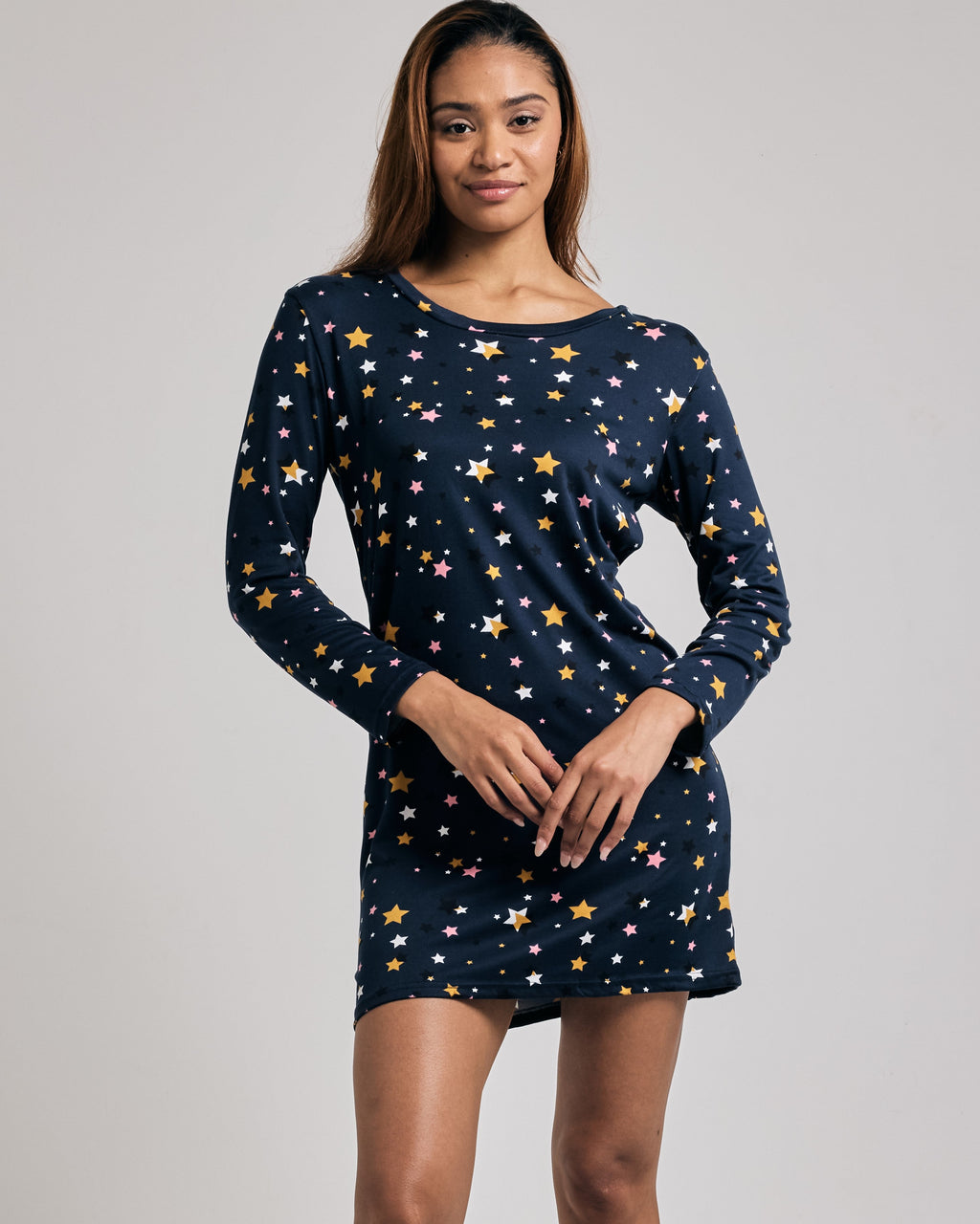 3 Pack: Womens Long Sleeve Ultra-Soft Nightshirt Sleep Dress