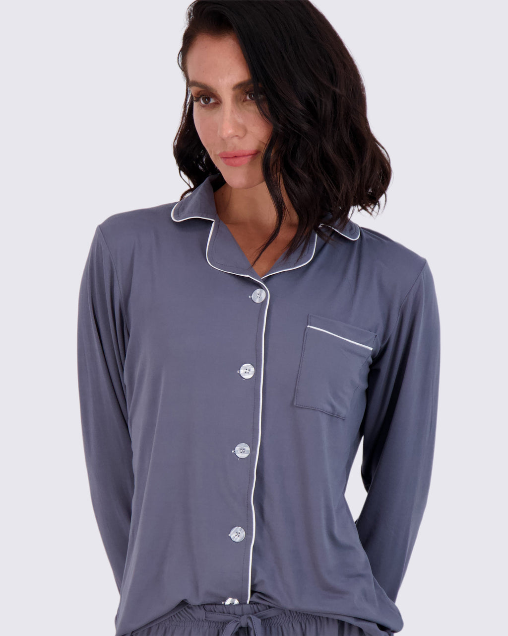 4 Piece: Women’s Long Sleeve Button Down Pajama Set