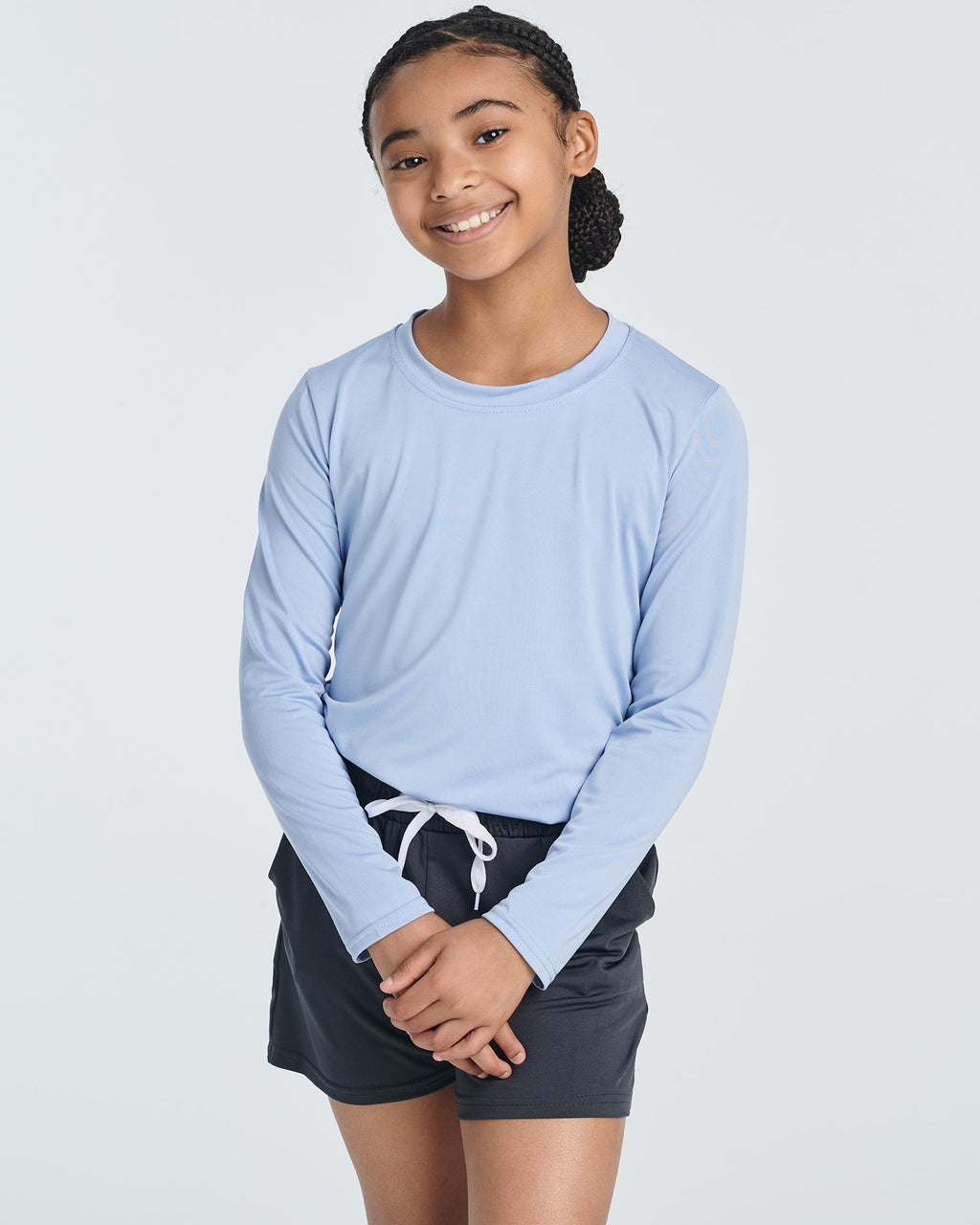 4 Pack: Girls Dry-Fit Long Sleeve Active Crew Neck T-Shirt