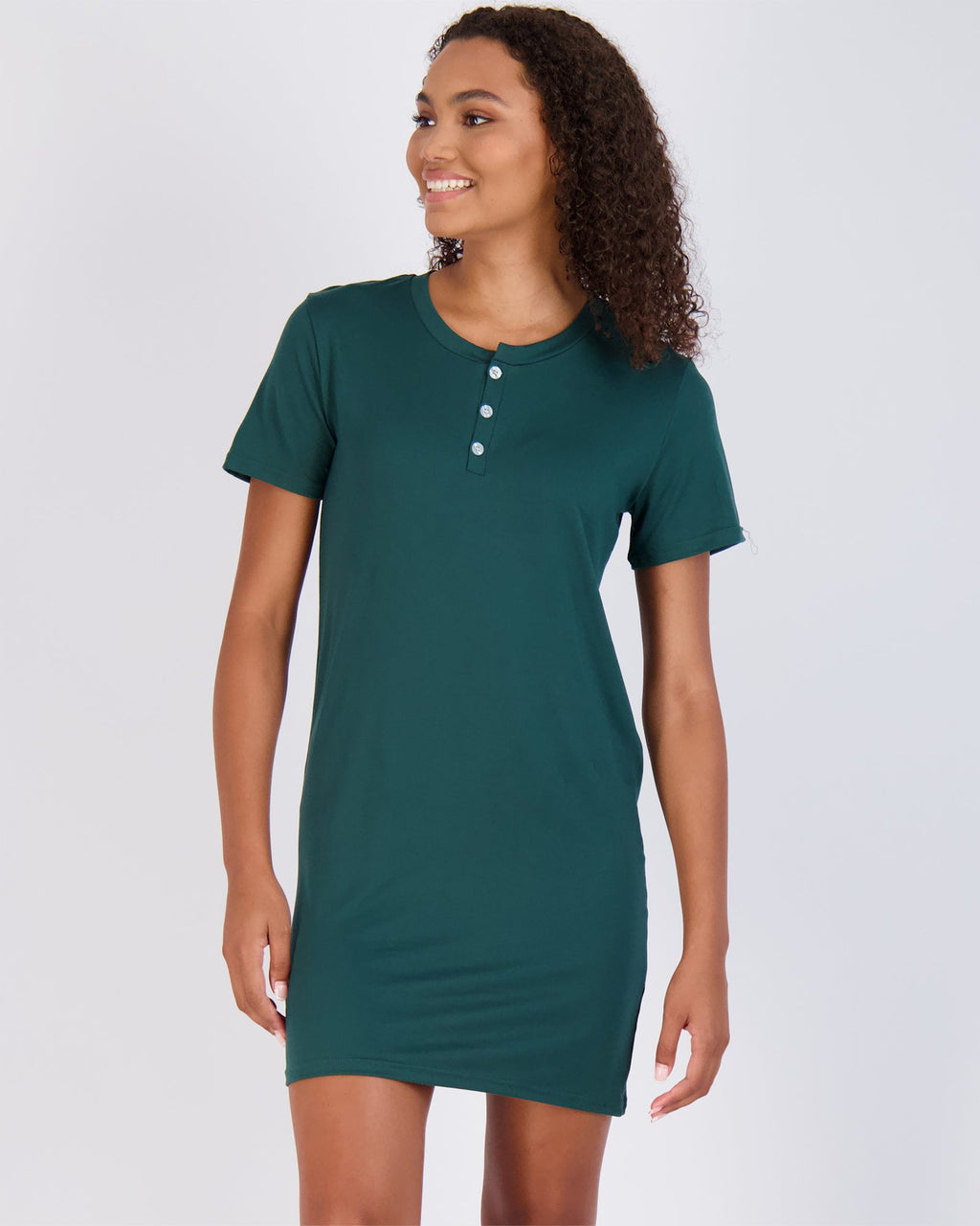 3 Pack: Womens Short Sleeve Henley Nightshirt Nightgown Sleep Dress