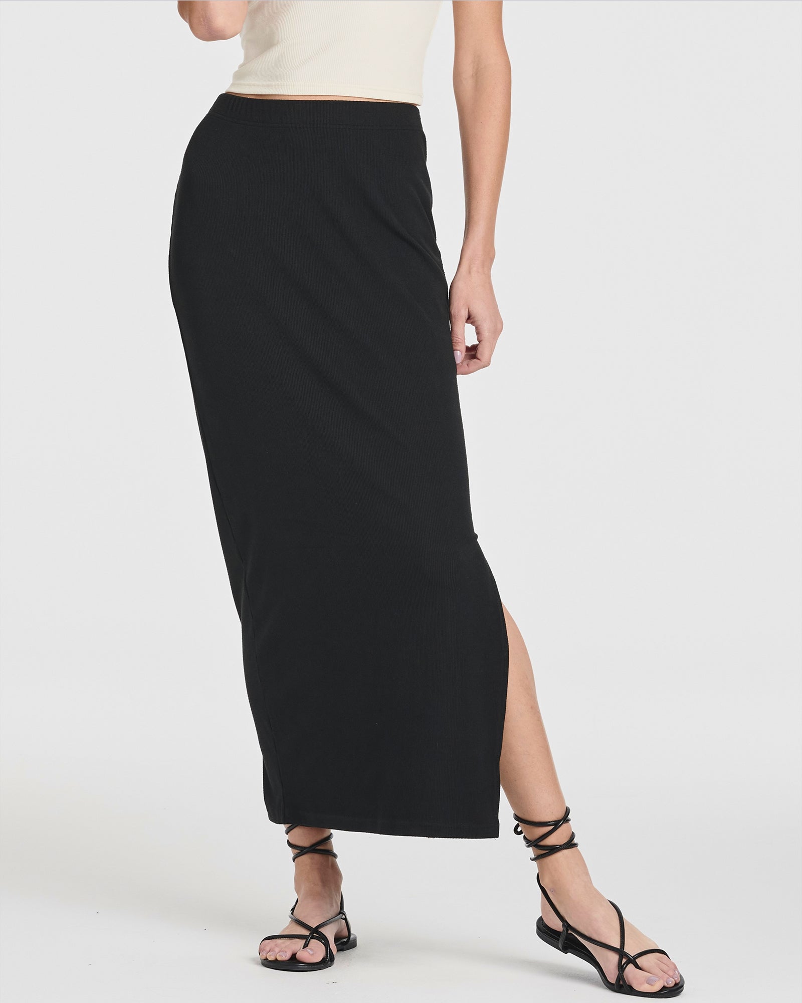 3 Pack: Women's Ribbed High Waisted Maxi Skirt