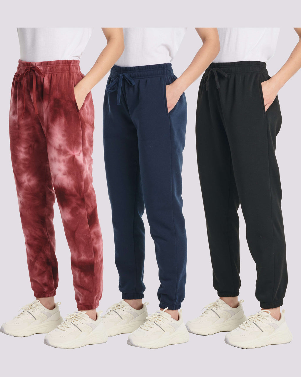 3 Pack: Women's Fleece Jogger Sweatpants with Elastic Cuff (Available in Plus Size)