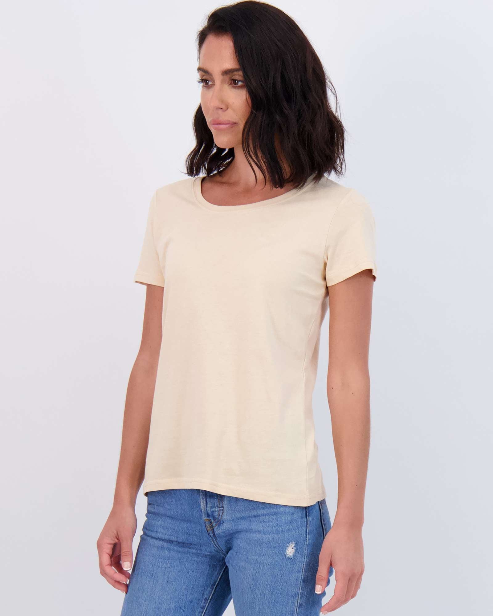 4 Pack: Womens Classic-Fit Cotton Short-Sleeve Scoop Neck T-Shirt