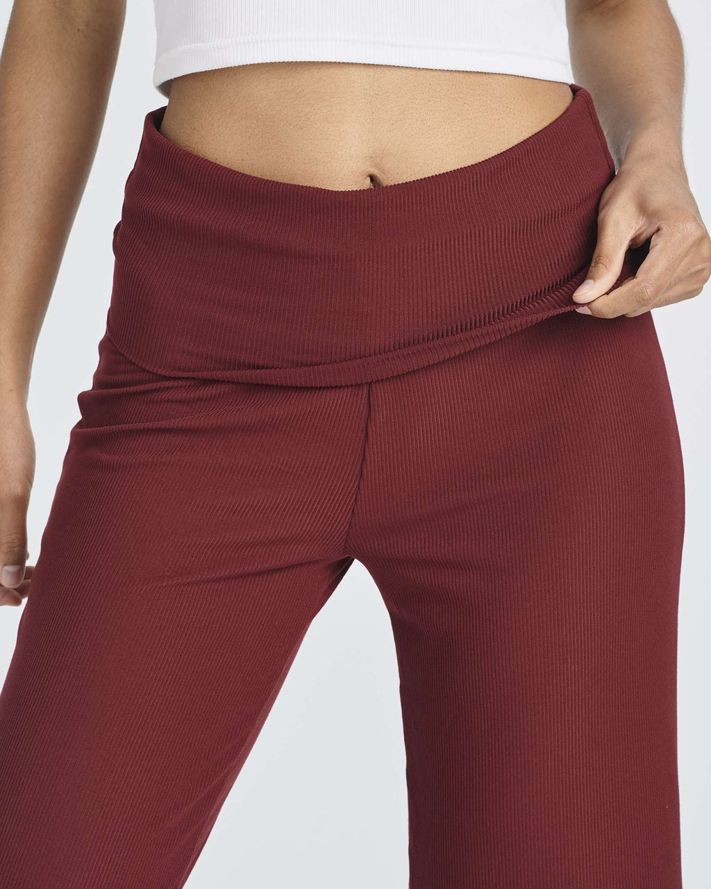 3 Pack: Women's Ribbed Foldover Wide Leg Capri Pants