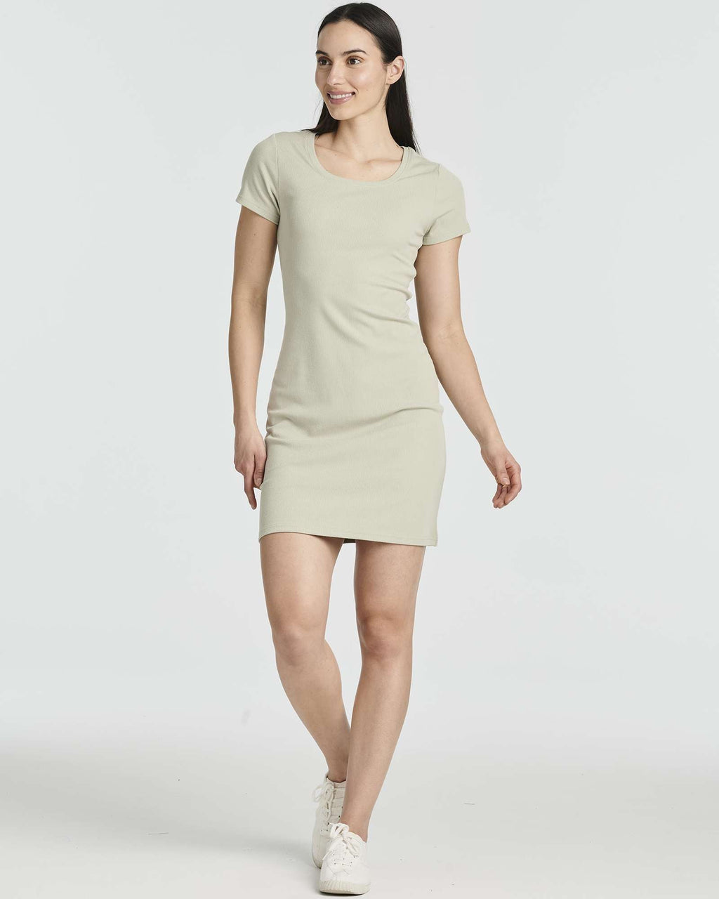 3 Pack: Women's Mini Short Sleeve Ribbed T-Shirt Dress