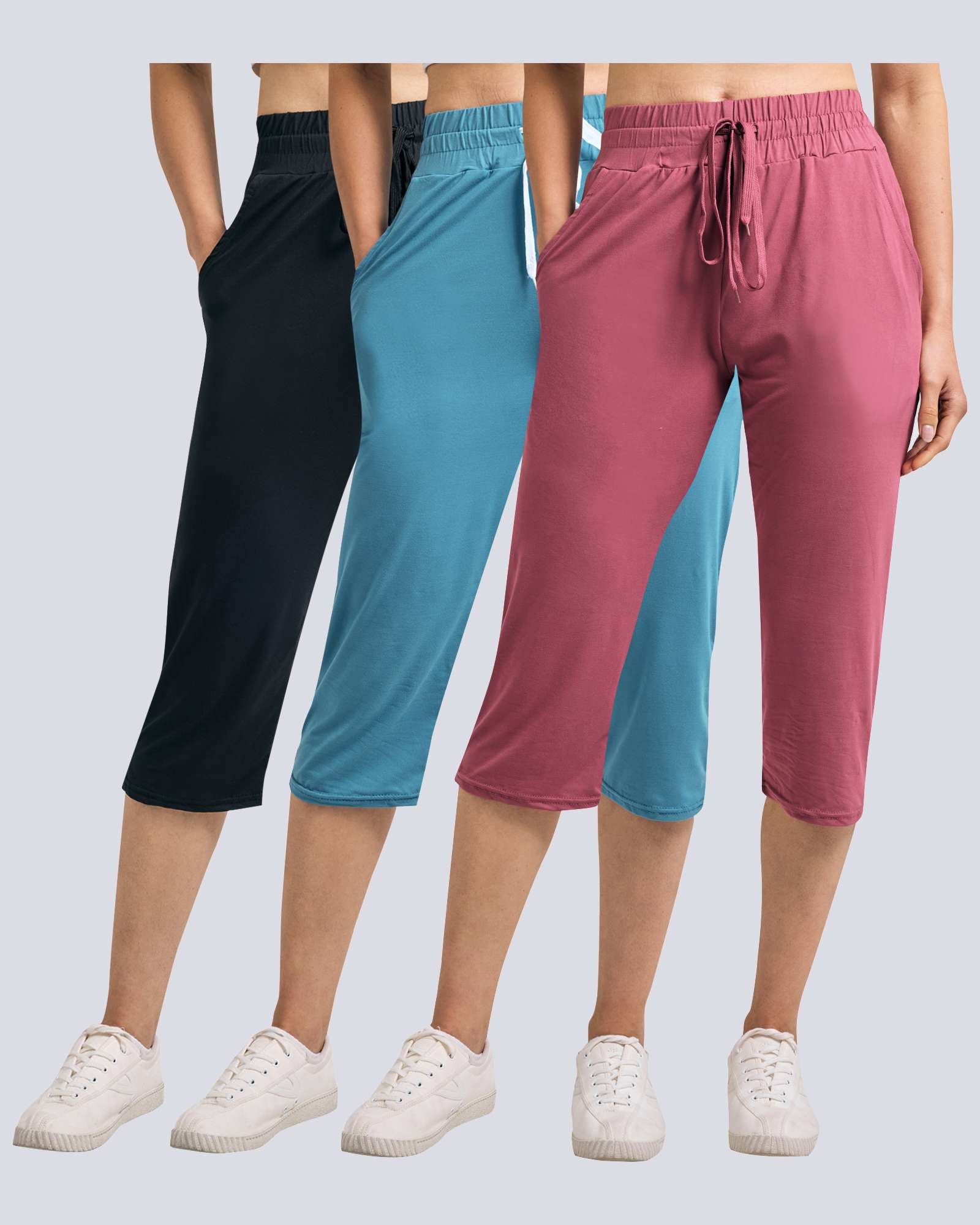 3 Pack: Women's Capri Open Bottom Sweatpants