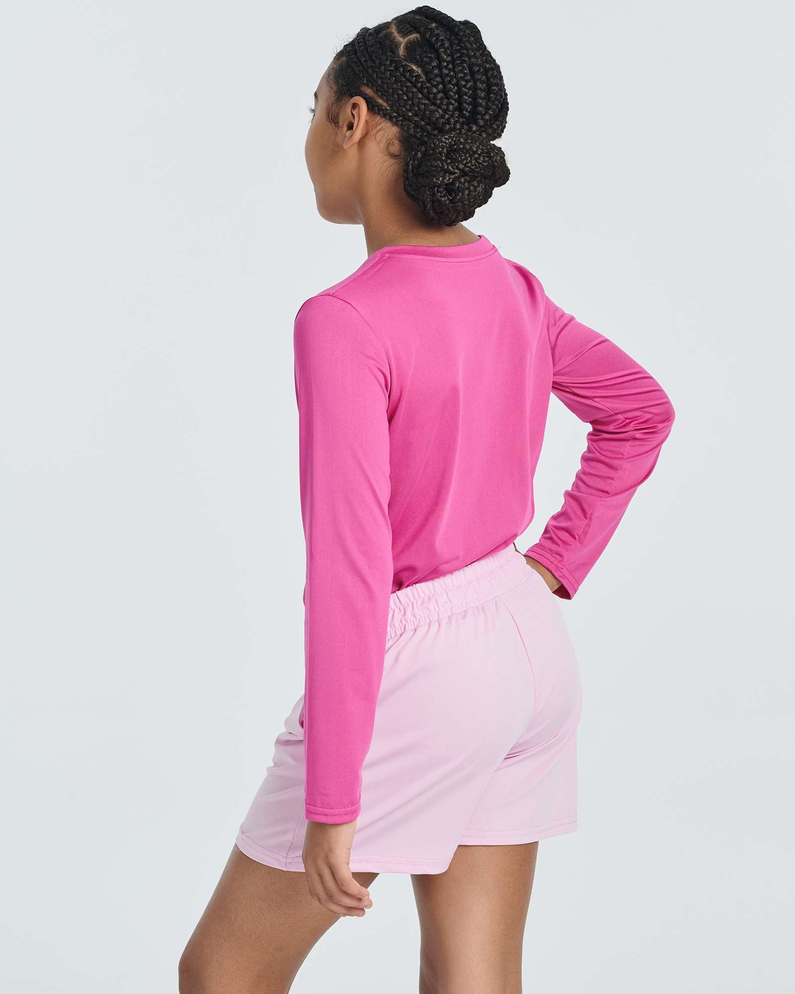 4 Pack: Girls Dry-Fit Long Sleeve Active Crew Neck T-Shirt