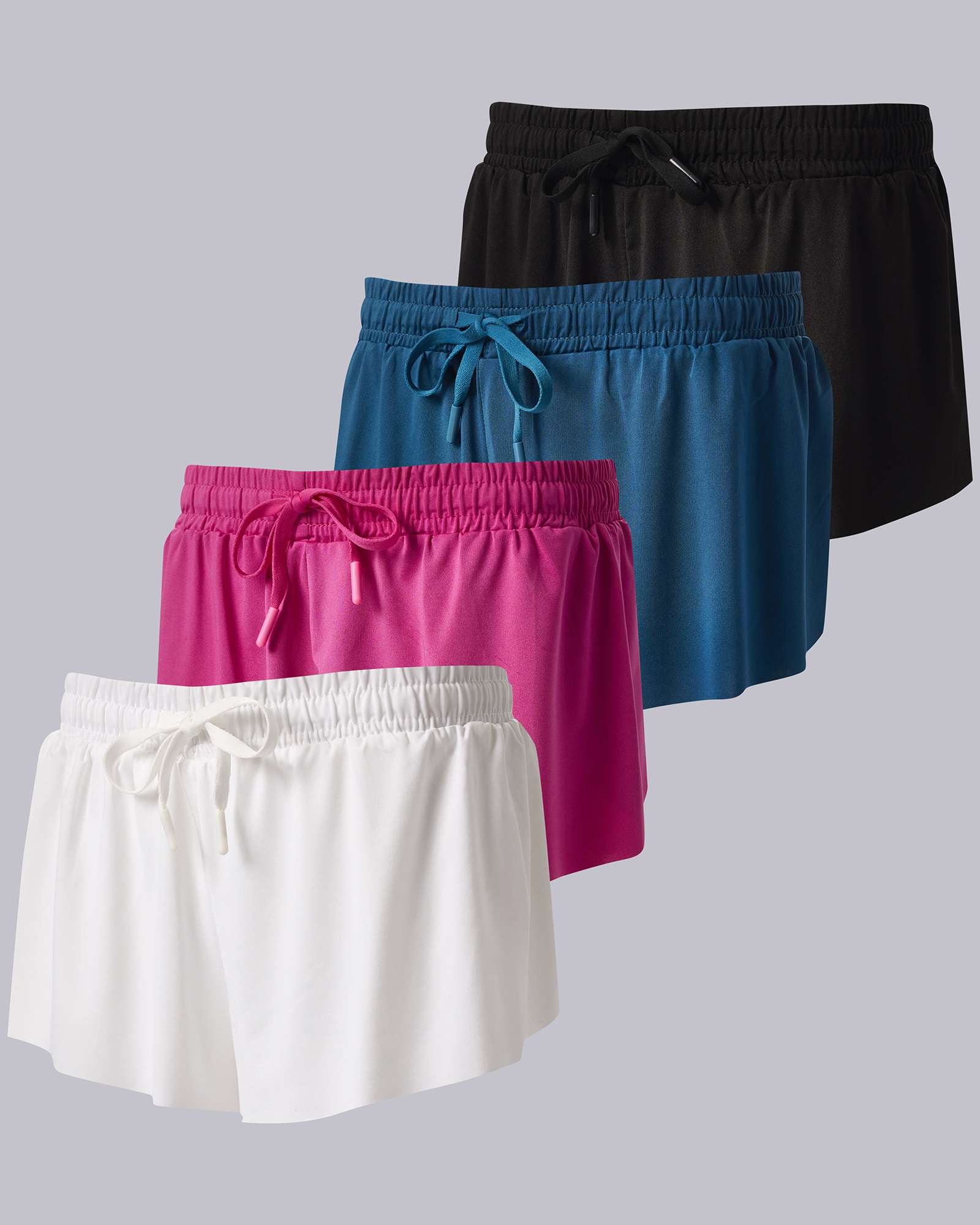 4 Pack: Girls 2-in-1 Flowy Shorts with Spandex Liner Youth Butterfly Skirts - Athletic Dance
