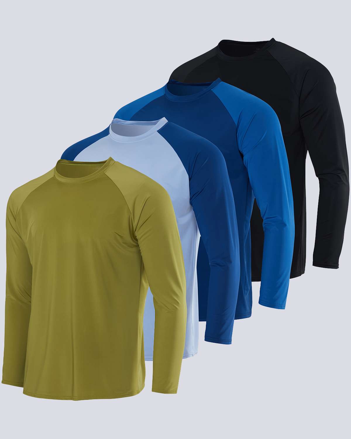4 Pack: Men's Long Sleeve Rash Guard Shirt (Available In Big & Tall)