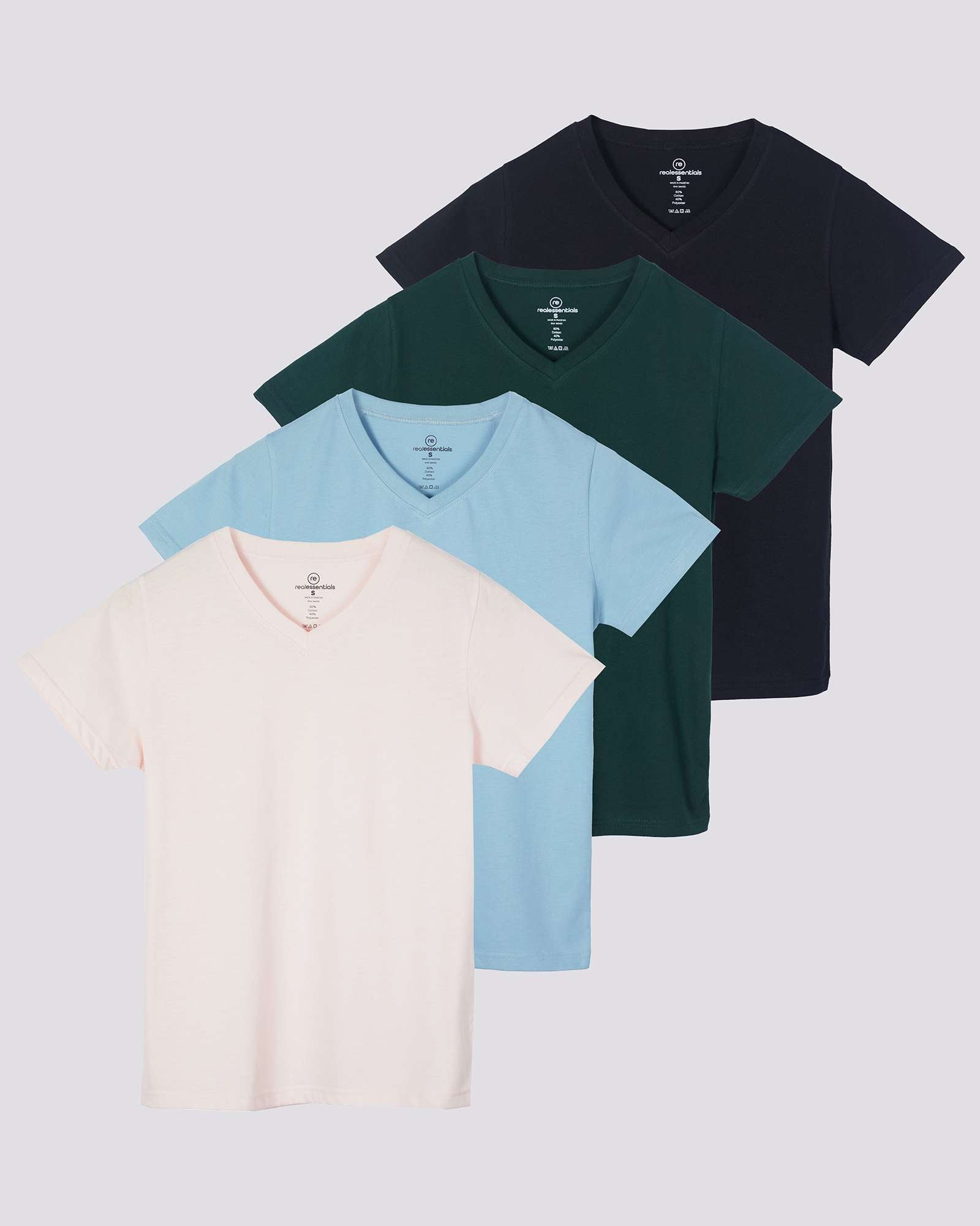 4 Pack: Women's Short-Sleeve V-Neck T-Shirt (Available in Plus Size)